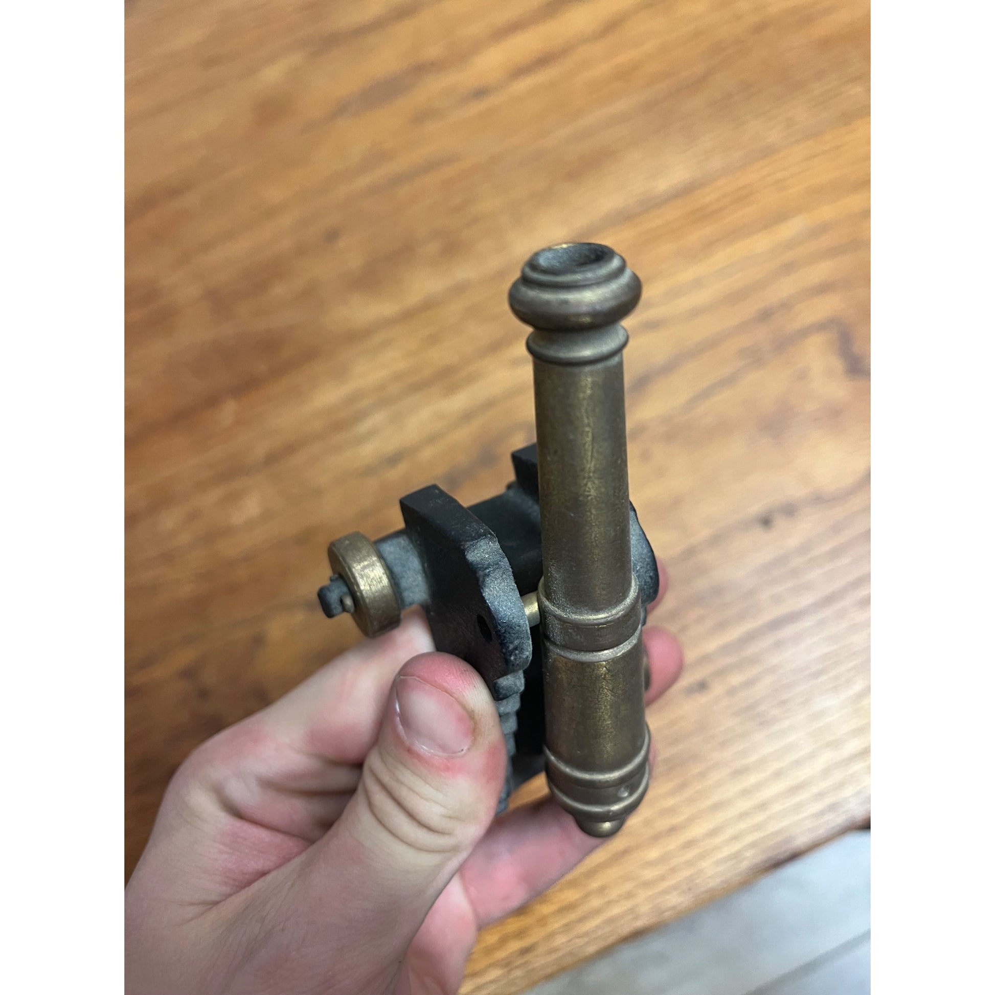 Vintage Brass & Cast Iron Miniature Cannon MF CO Toys 4.5" & 3"