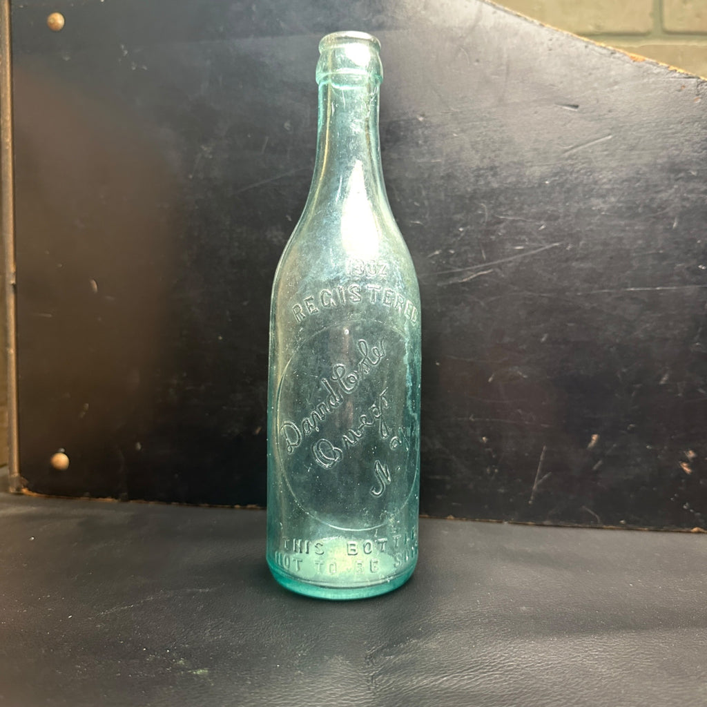 RARE Pre-Pro David Coles Owego NY Beer Bottle Aqua Embossed 13oz