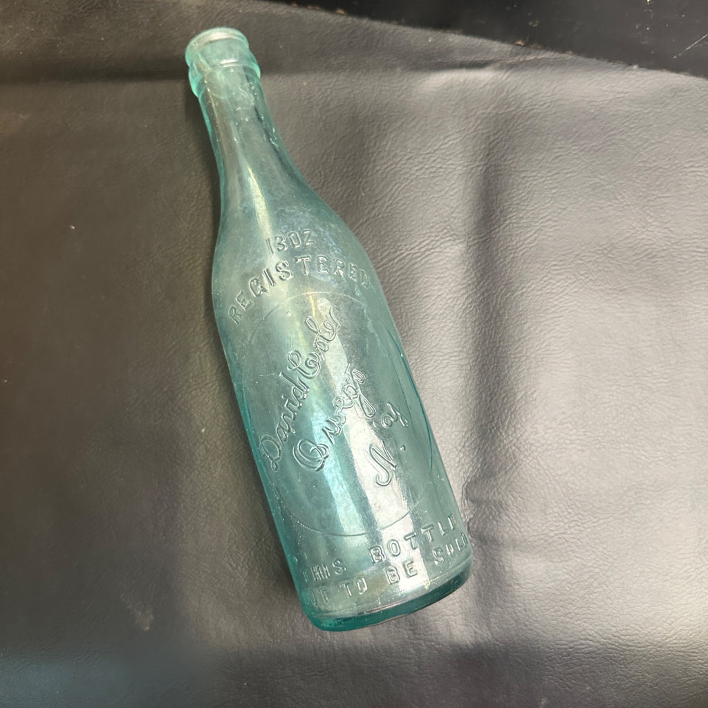 RARE Pre-Pro David Coles Owego NY Beer Bottle Aqua Embossed 13oz