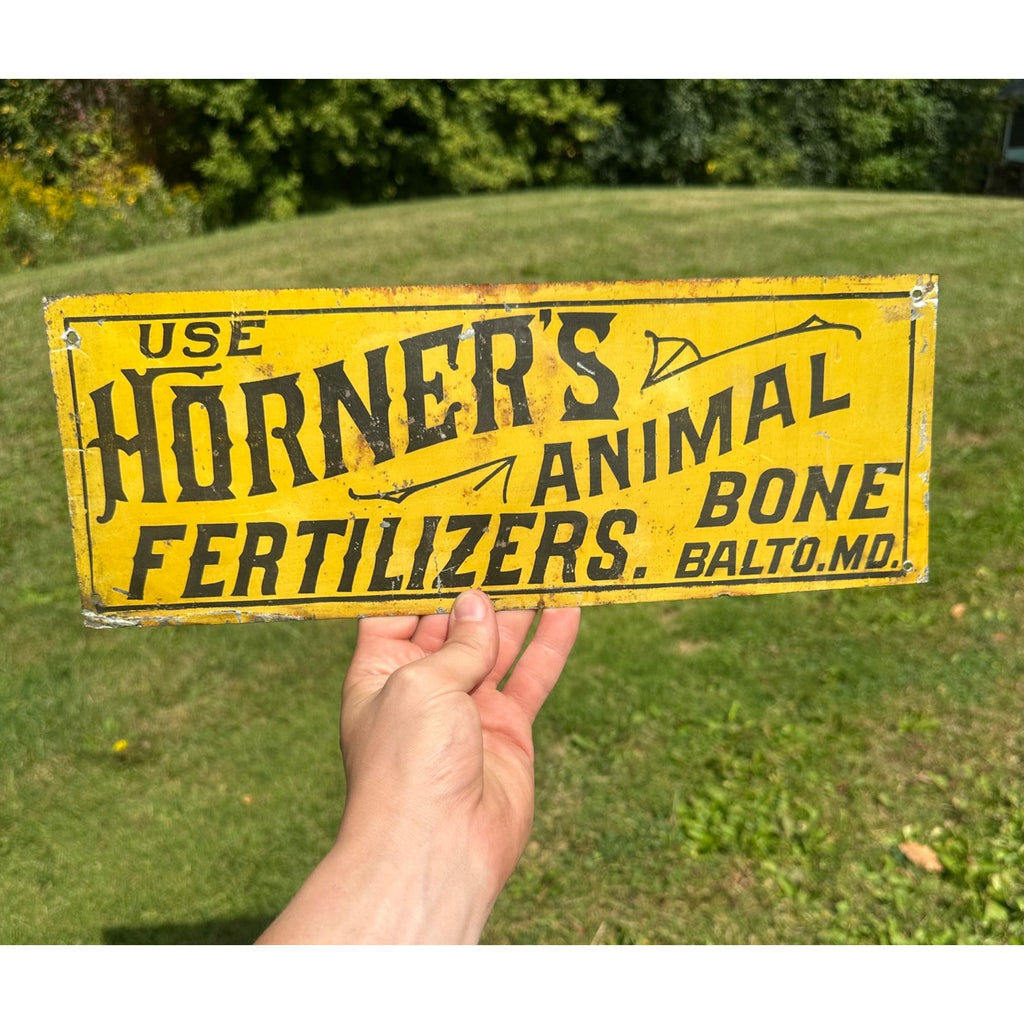 RARE Antique 1890s Horner's Animal Bone Fertilizers Farm Dairy Advertising Sign