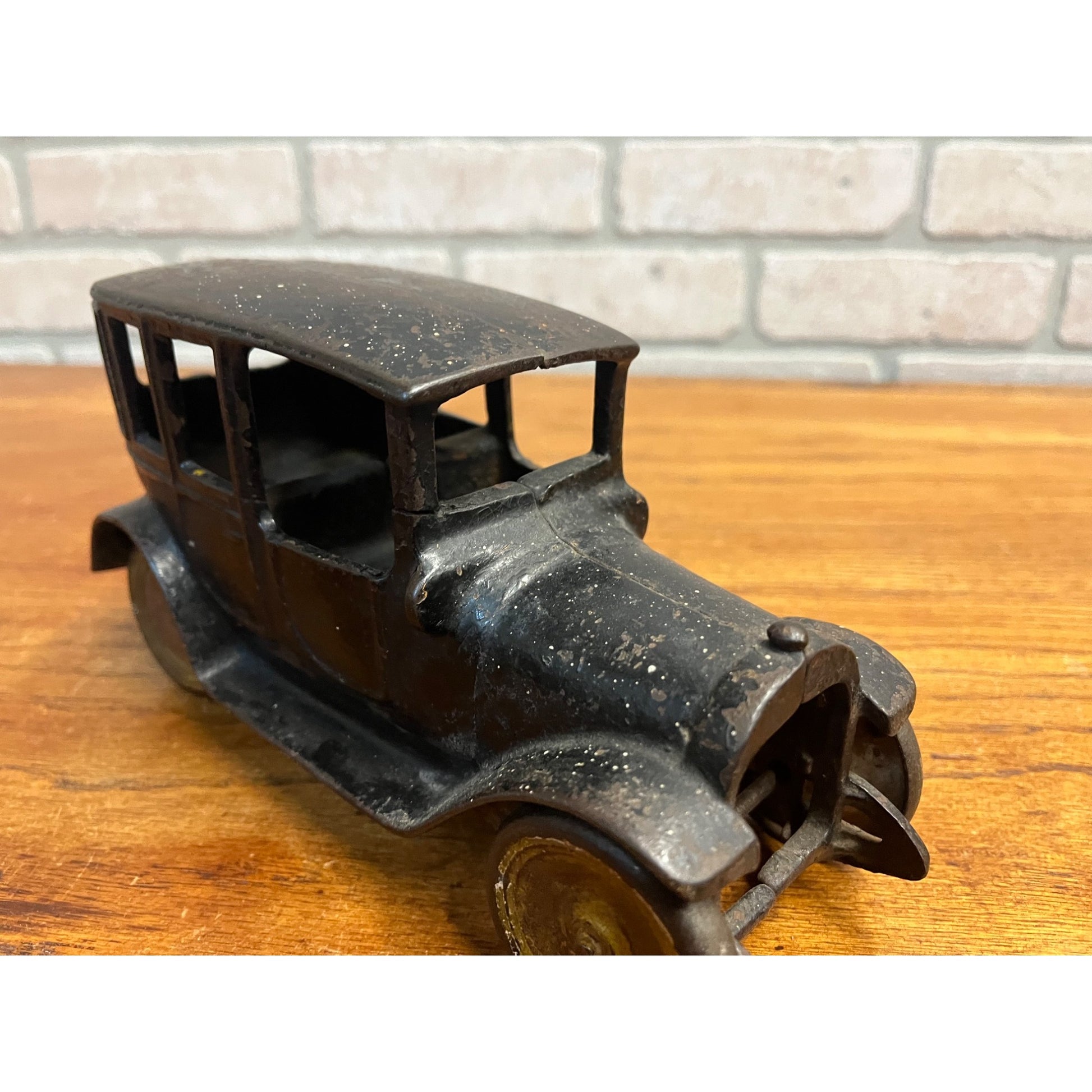 Vintage 1920s Arcade Cast Iron Black Sedan Car Taxi 4-Door