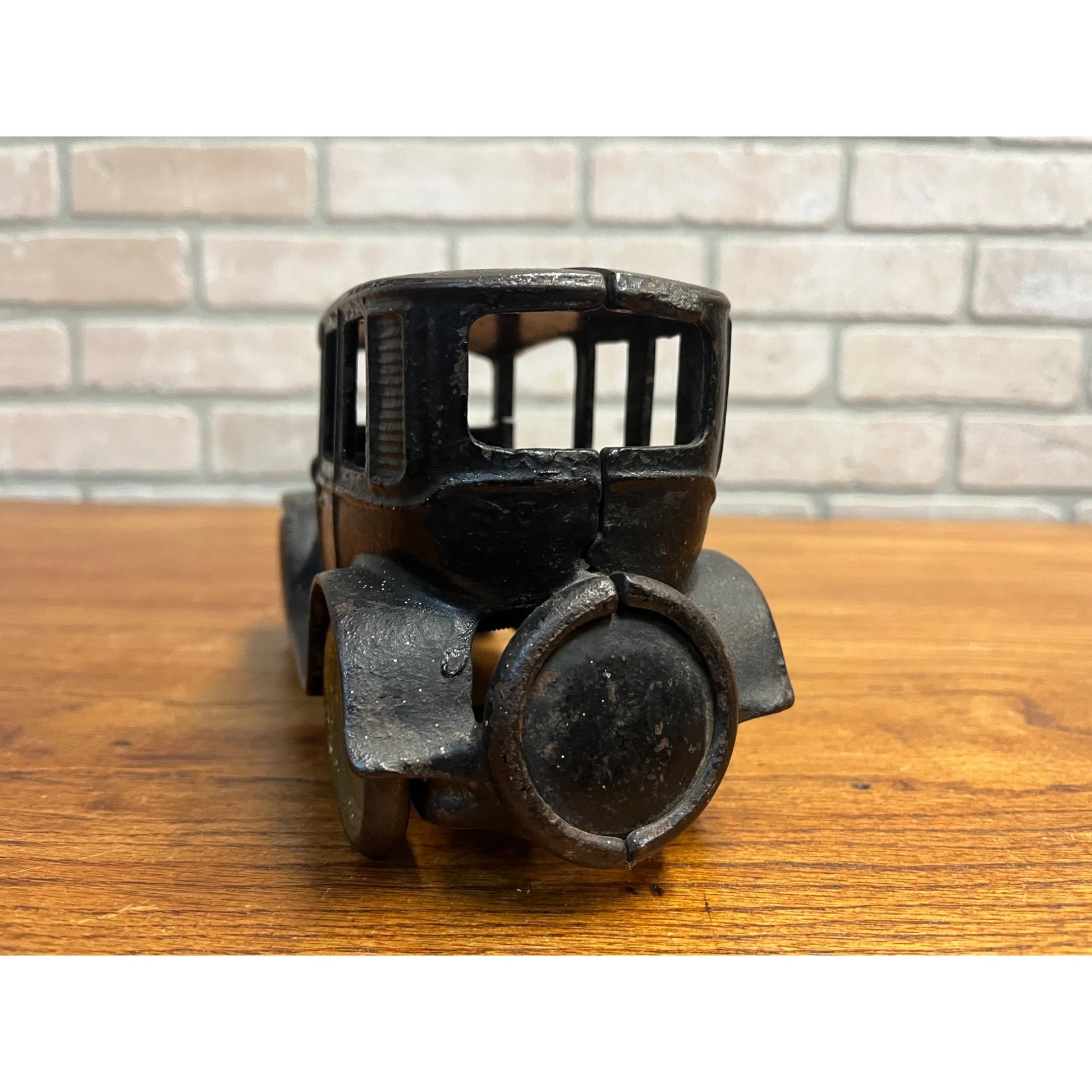 Vintage 1920s Arcade Cast Iron Black Sedan Car Taxi 4-Door
