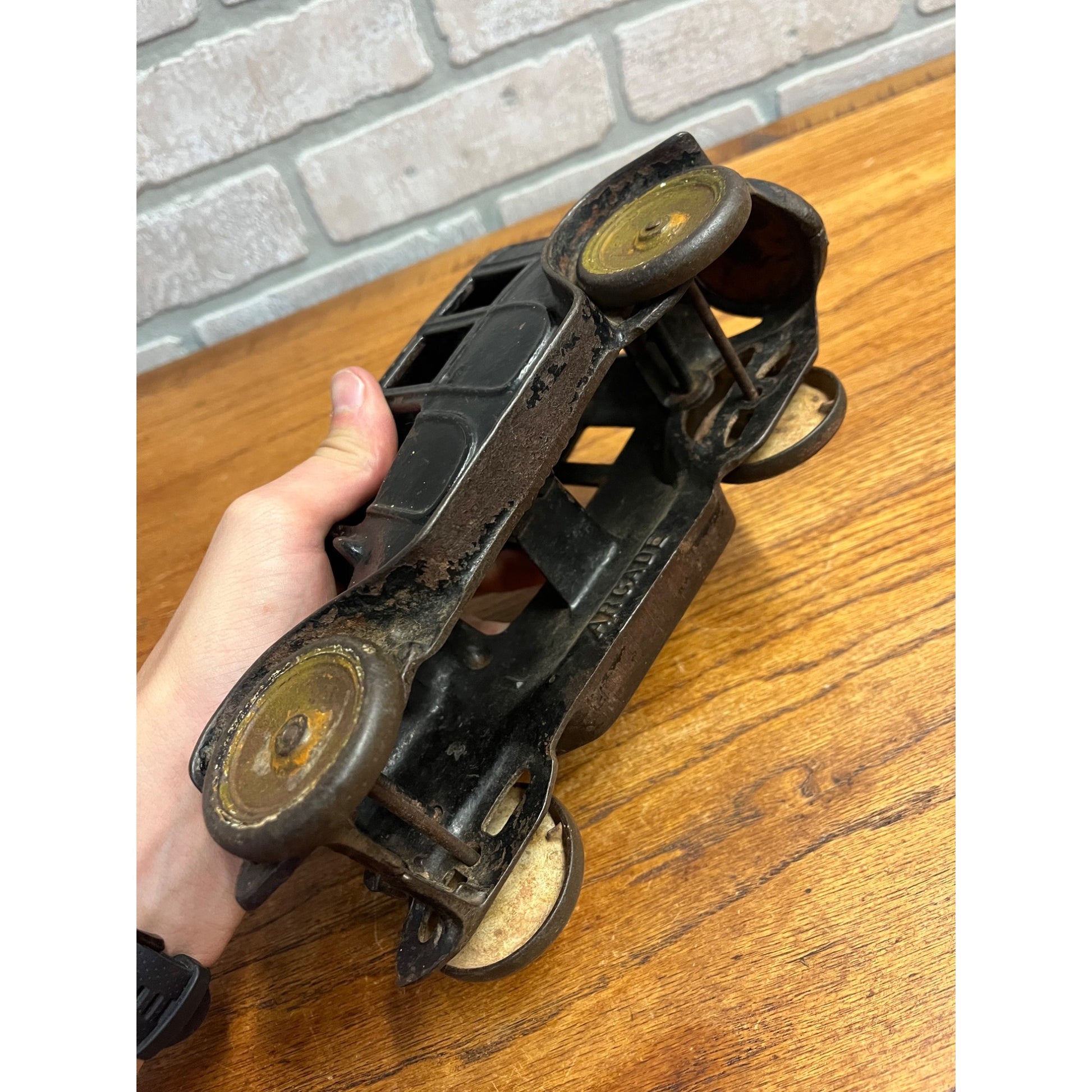 Vintage 1920s Arcade Cast Iron Black Sedan Car Taxi 4-Door