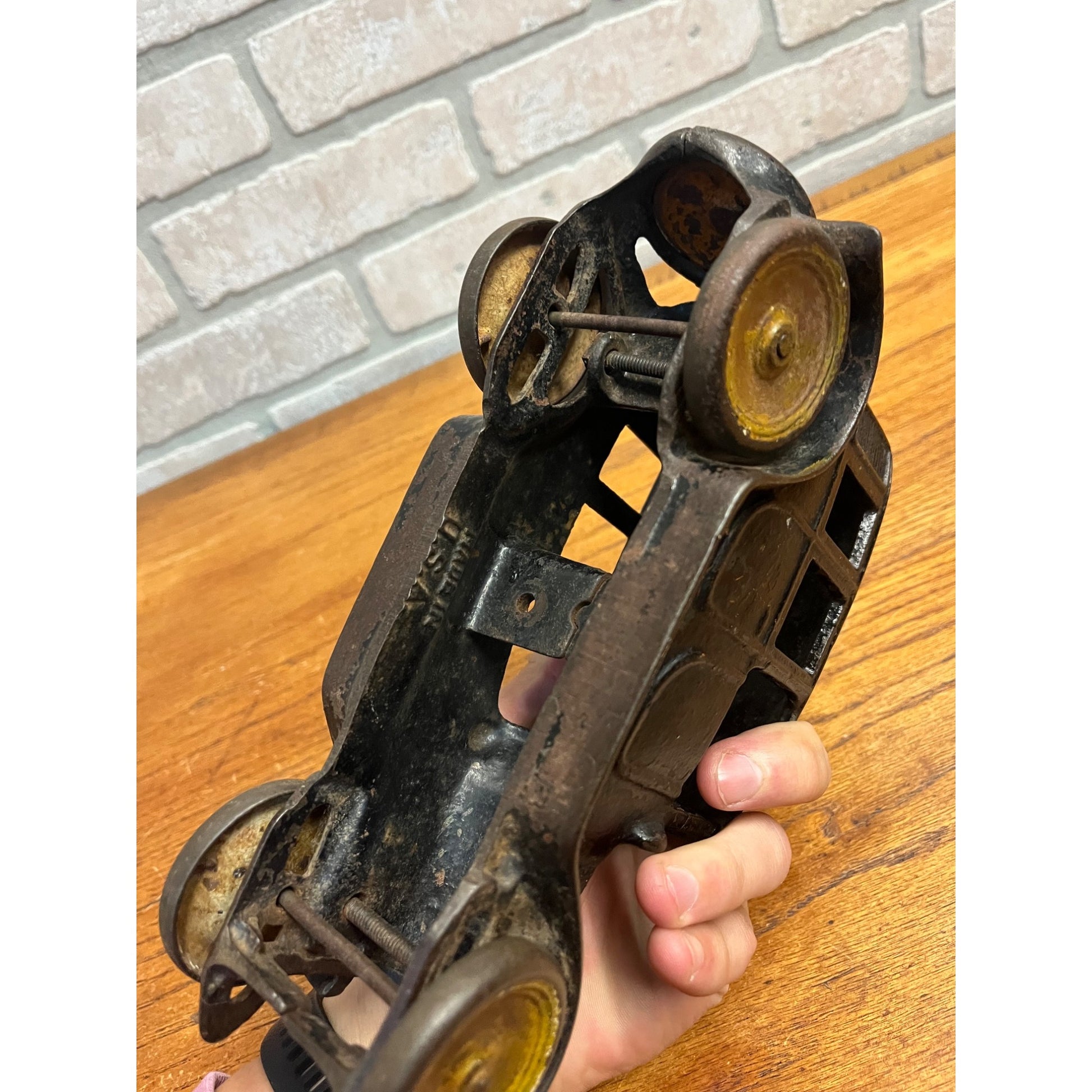 Vintage 1920s Arcade Cast Iron Black Sedan Car Taxi 4-Door