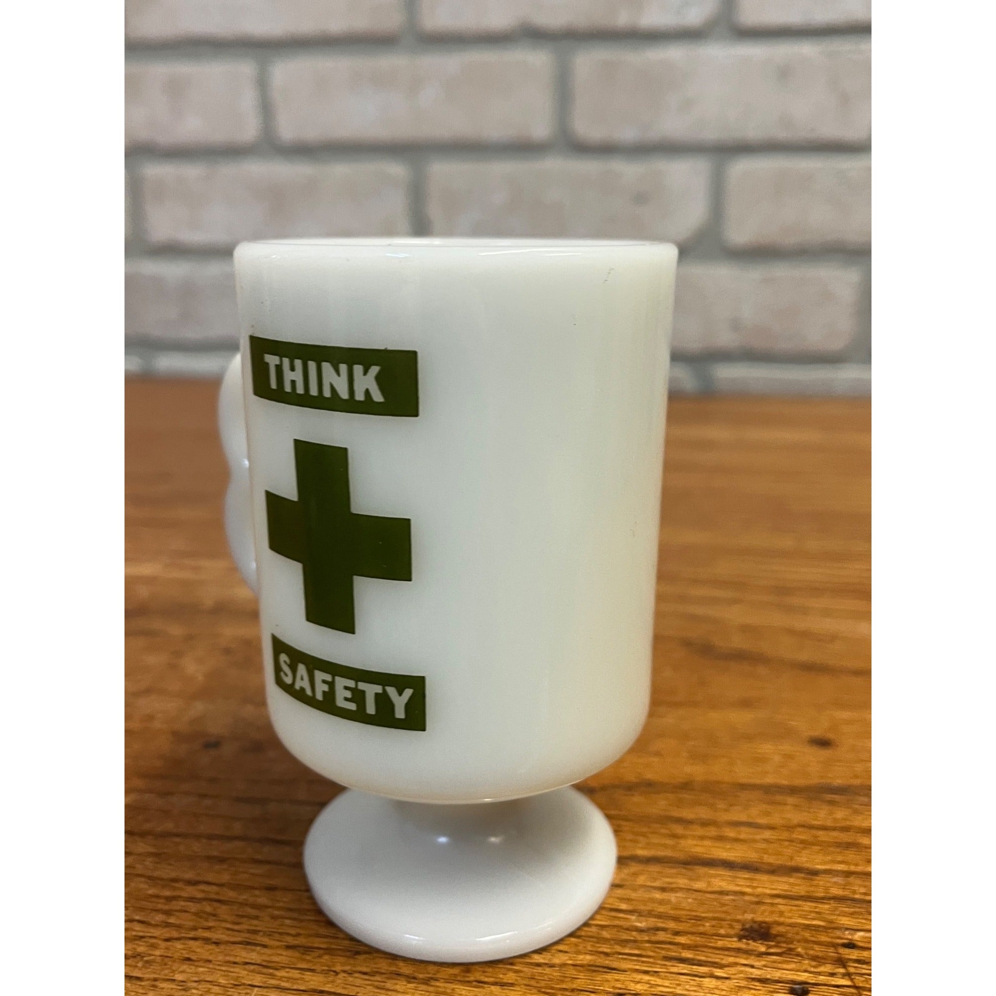 Vintage US Army Quartermaster Center Fort Lee Virginia White Milk Glass Mug 70s