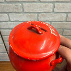 Vintage Lego Japan Red Kettle Penny Pot Coin Bank