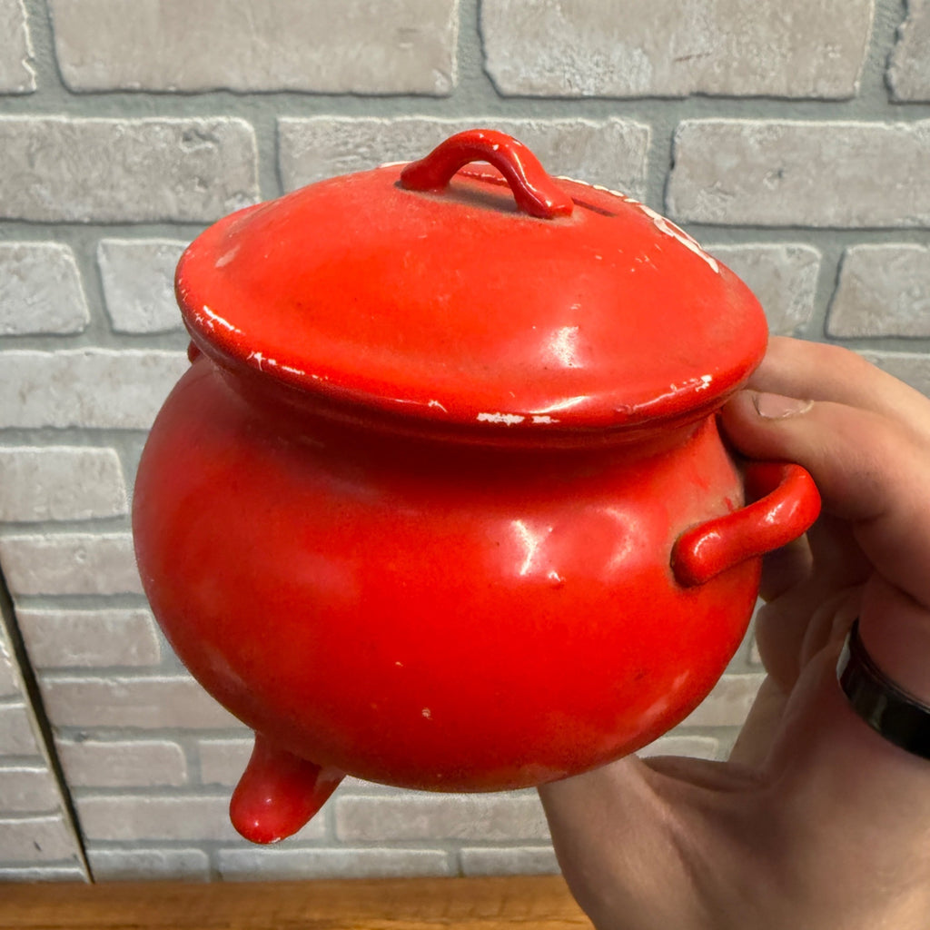 Vintage Lego Japan Red Kettle Penny Pot Coin Bank