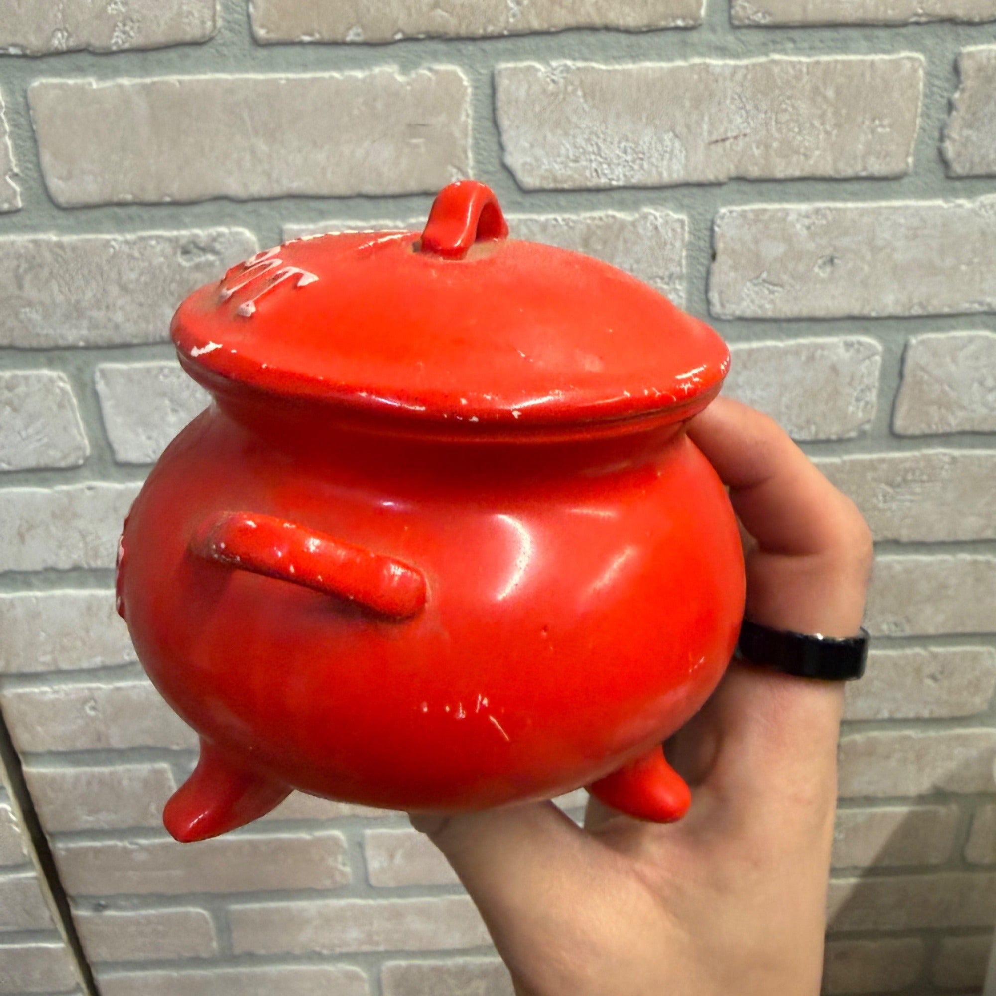 Vintage Lego Japan Red Kettle Penny Pot Coin Bank