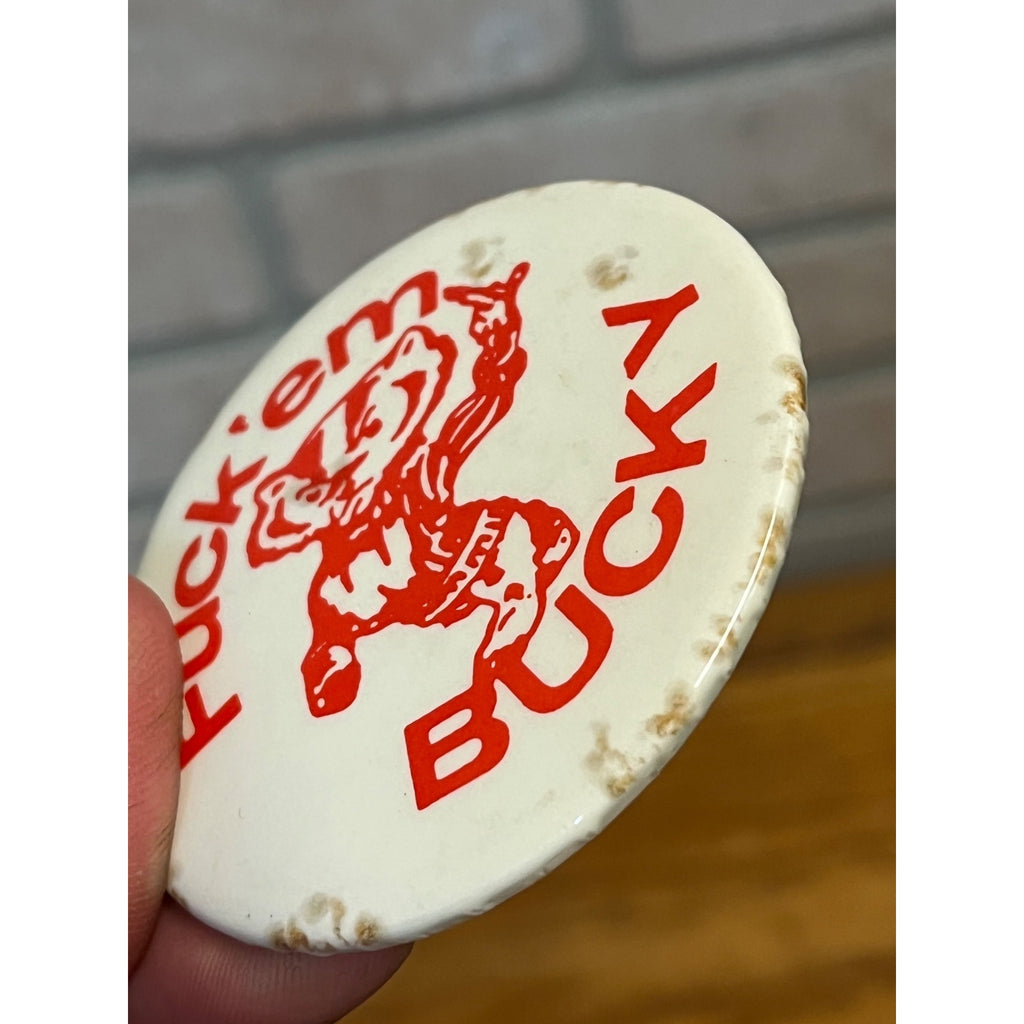 Vintage University of Wisconsin UW Badgers Football Bucky Humorous Pinback Pin Button