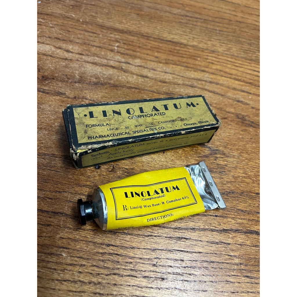 VIntage Medicine Linolatum Tube Salve Pharmacy W/ Box