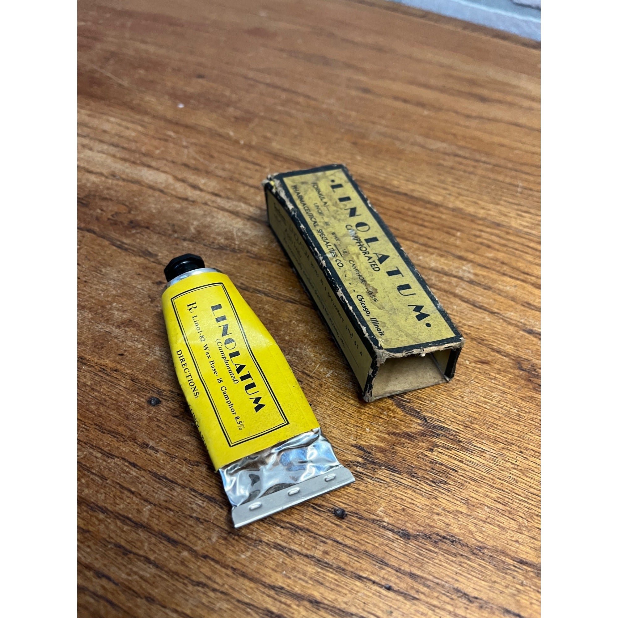 VIntage Medicine Linolatum Tube Salve Pharmacy W/ Box