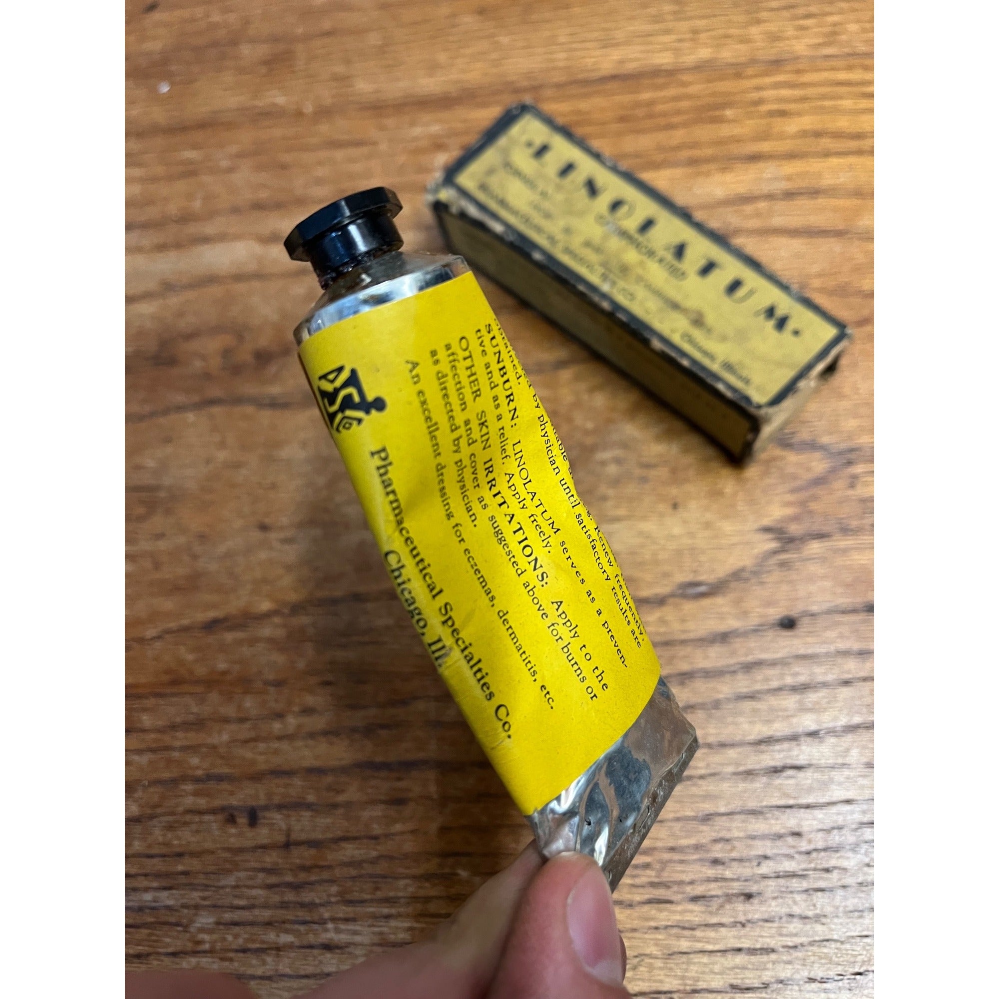 VIntage Medicine Linolatum Tube Salve Pharmacy W/ Box