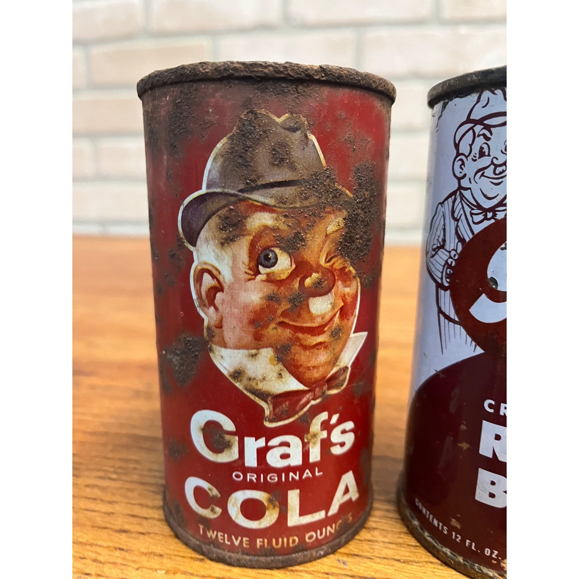 Vintage Lot (3) Graf's Soda Flat Top Cans Milwaukee Wis Orange, Cola, Root Beer