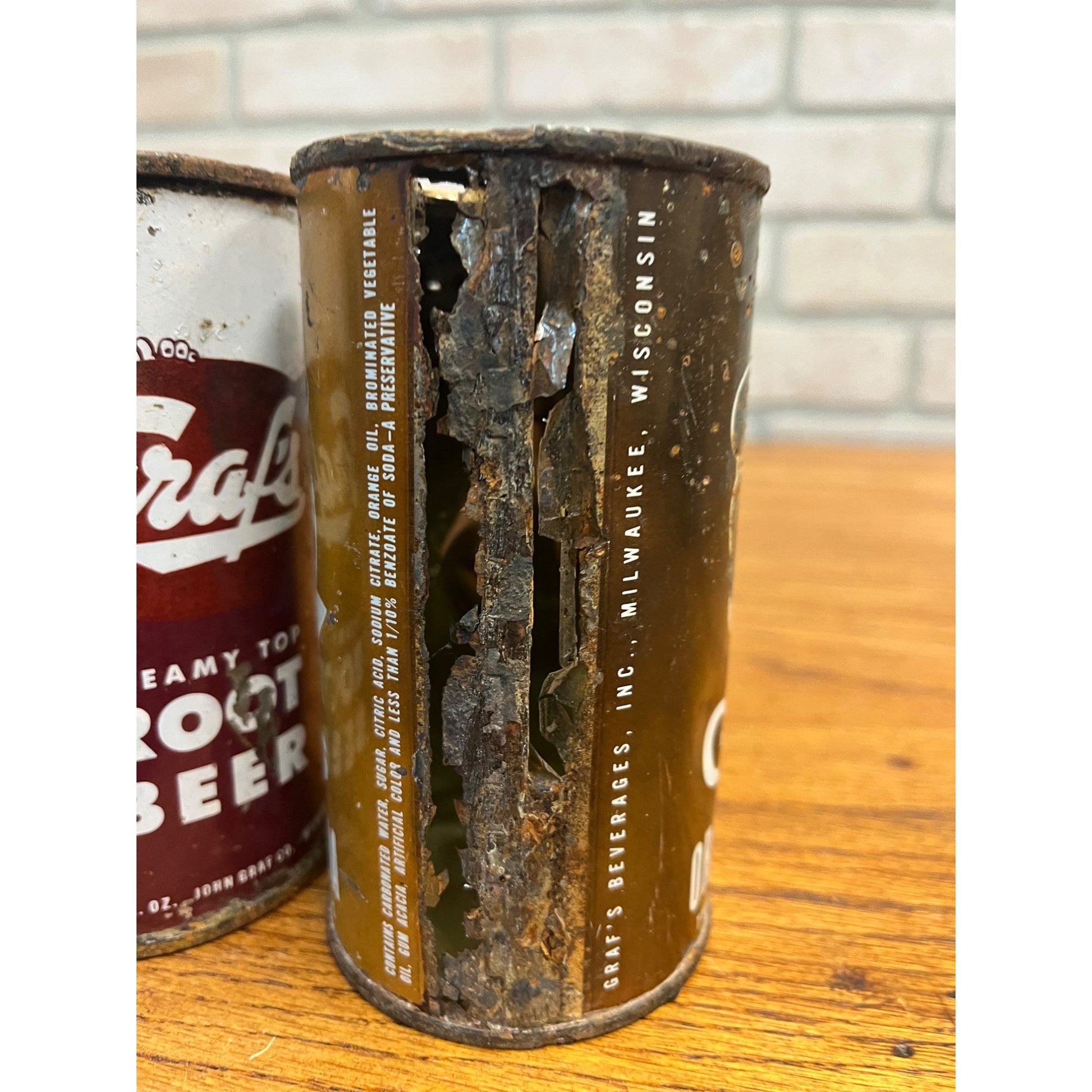 Vintage Lot (3) Graf's Soda Flat Top Cans Milwaukee Wis Orange, Cola, Root Beer