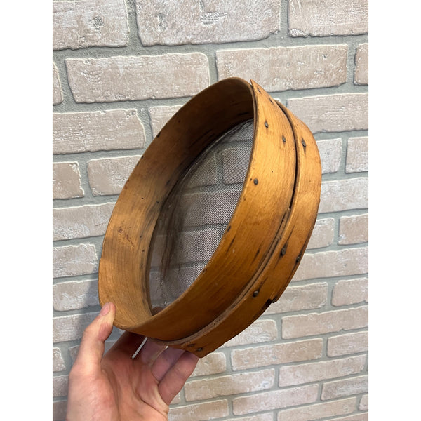 Antique Primitive Early Round Sifter Sieve Wooden Mesh Bentwood Farmhouse