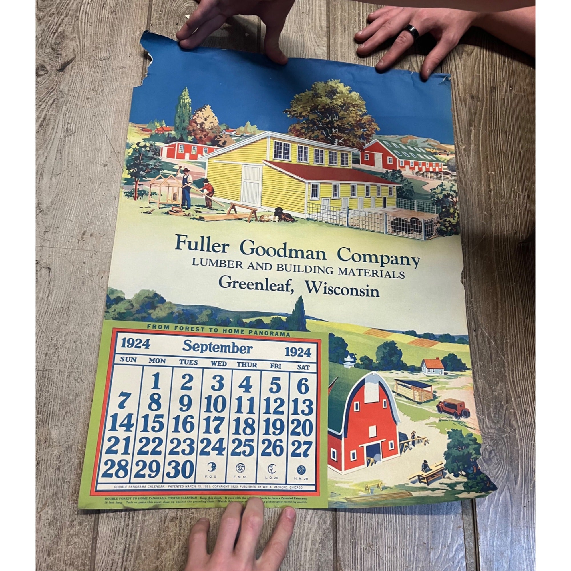 1920s Advertising Calendar Poster Fuller Goodman Farm Barn Dairy Scene