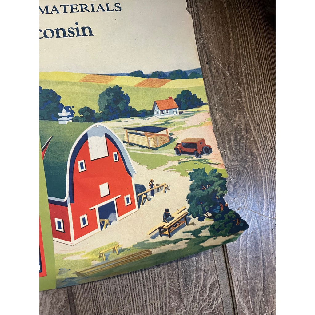 1920s Advertising Calendar Poster Fuller Goodman Farm Barn Dairy Scene