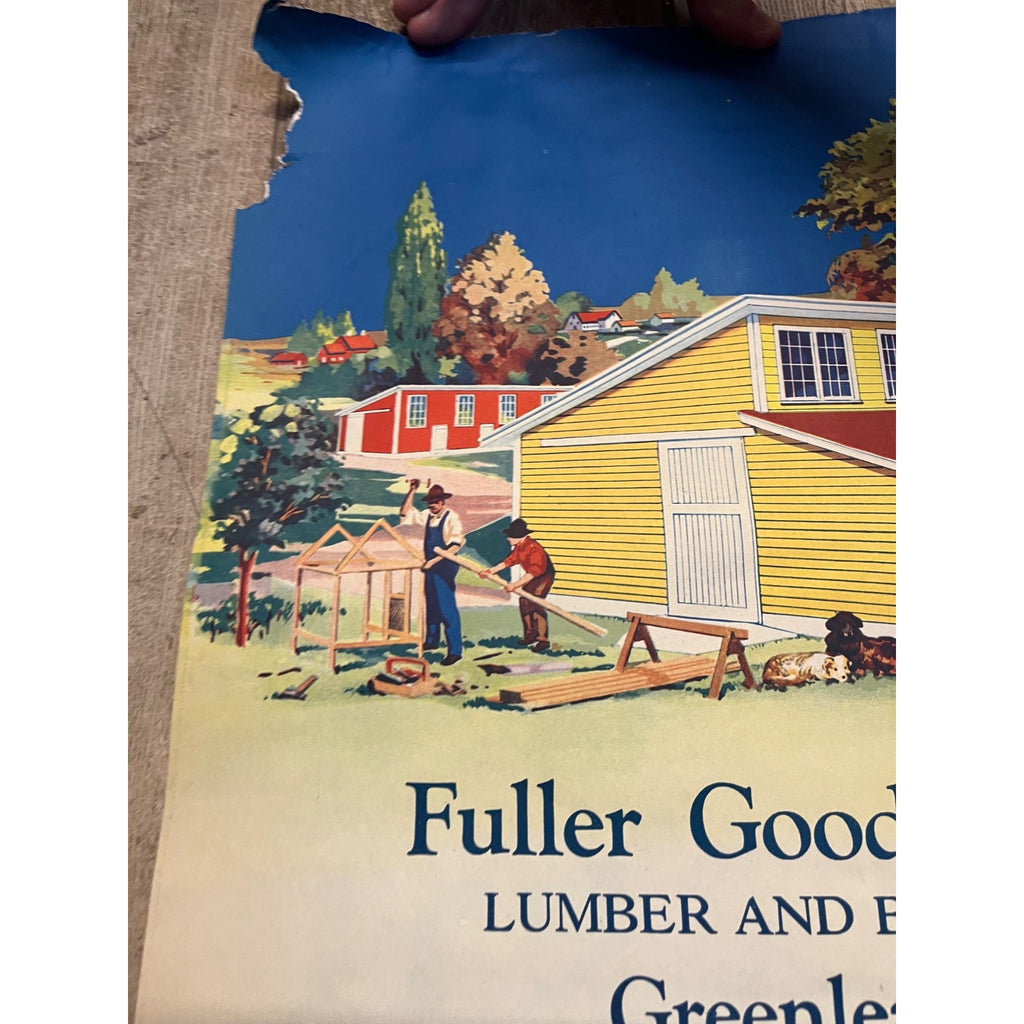 1920s Advertising Calendar Poster Fuller Goodman Farm Barn Dairy Scene
