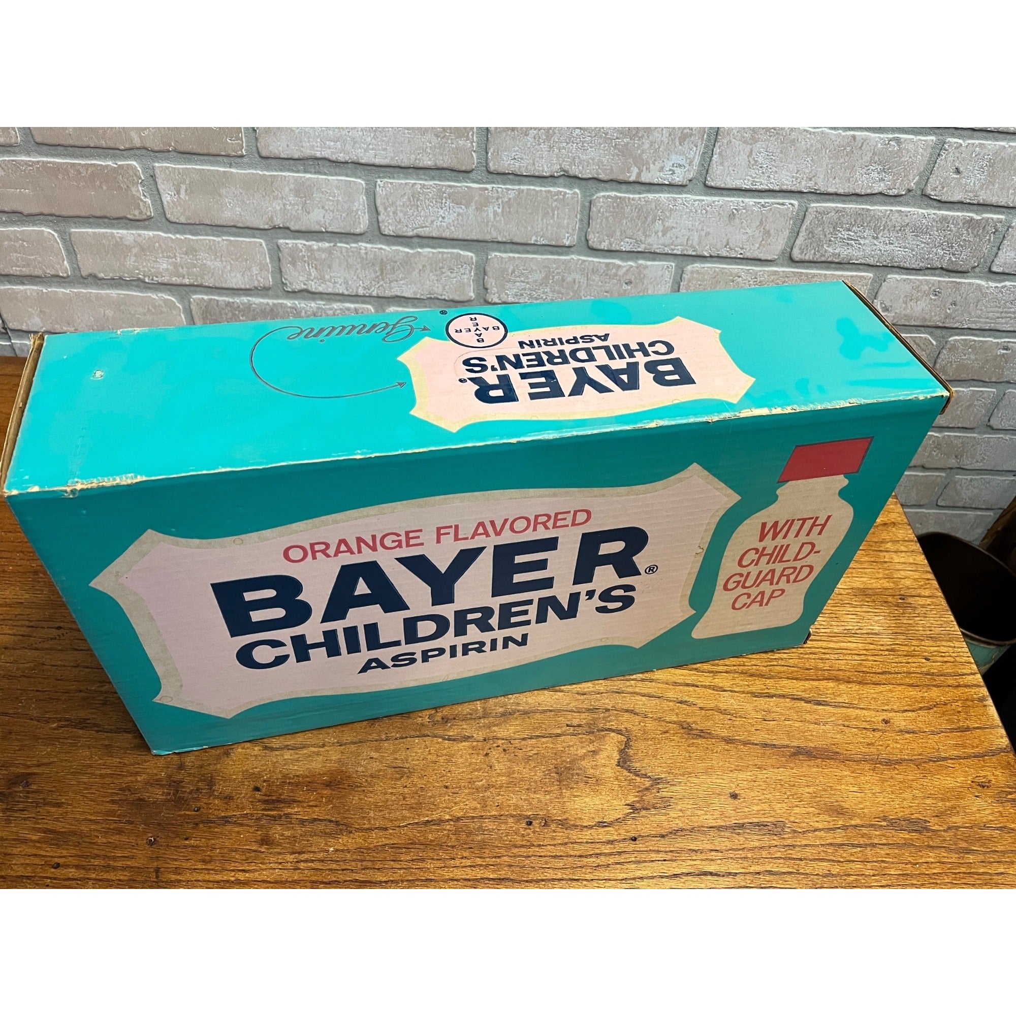 Vintage Bayer's Childrens Aspirin Drug Store HUGE Box Display Advertising Sign