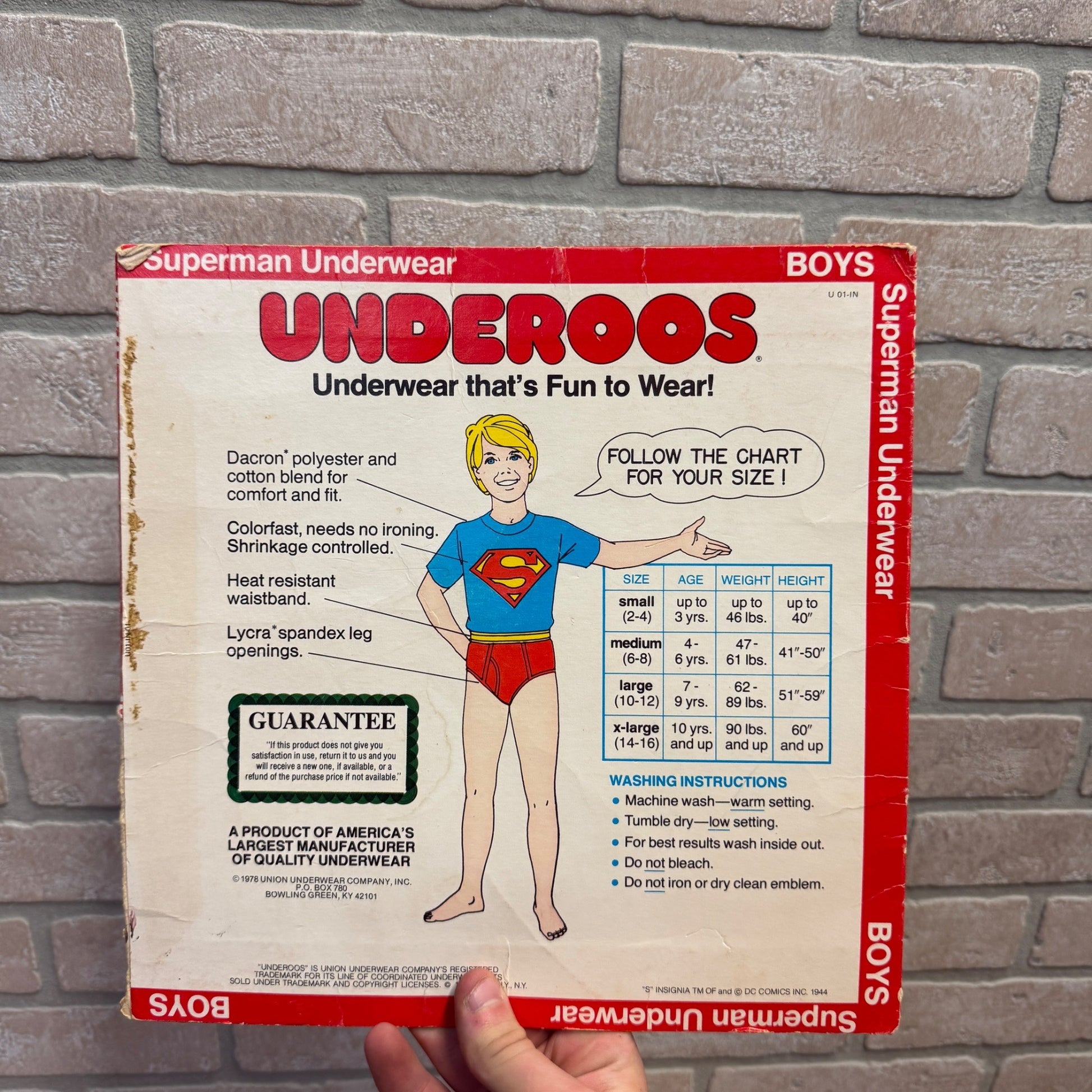 Vintage Underoos 1978 Superman Boy’s Cardboard Package Only Rare - Small
