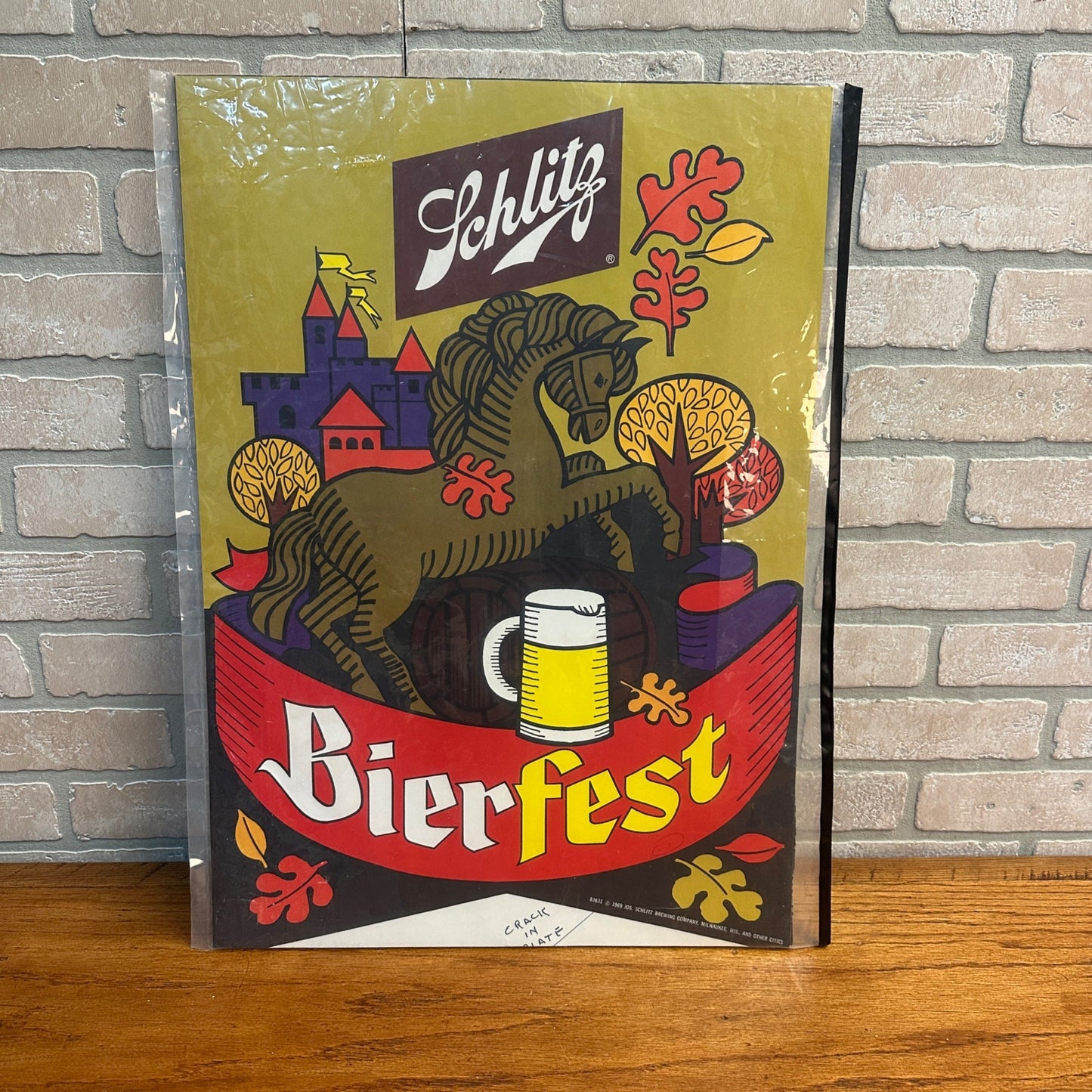 Vintage 1960s Schlitz Beer Bierfest Advertising Sign Poster Milwaukee "Out of Beer"