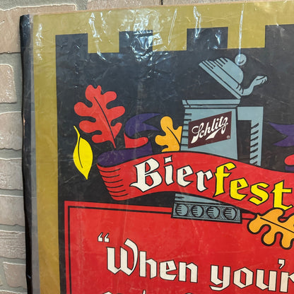 Vintage 1960s Schlitz Beer Bierfest Advertising Sign Poster Milwaukee "Out of Beer"