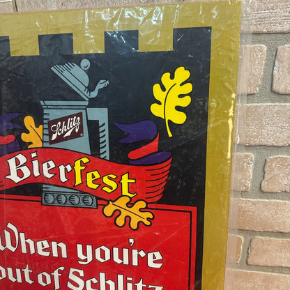 Vintage 1960s Schlitz Beer Bierfest Advertising Sign Poster Milwaukee "Out of Beer"