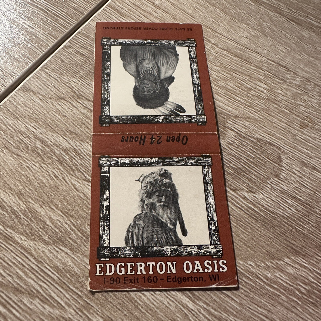 Vintage Edgerton Oasis Wisconsin Advertising Matchbook