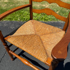 Vintage Ladderback Arm Chair Rush Seat Maple Early American Country Farmhouse