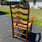 Vintage Ladderback Arm Chair Rush Seat Maple Early American Country Farmhouse