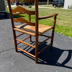 Vintage Ladderback Arm Chair Rush Seat Maple Early American Country Farmhouse