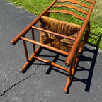 Vintage Ladderback Arm Chair Rush Seat Maple Early American Country Farmhouse