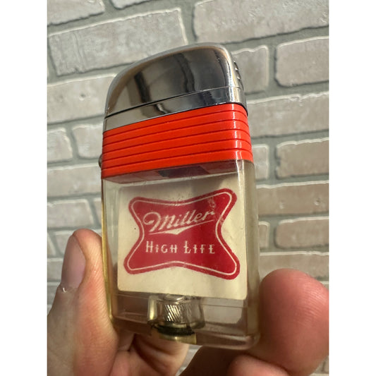 Vintage Scripto - Miller High Life Beer Windproof Advertising Lighter Red Band