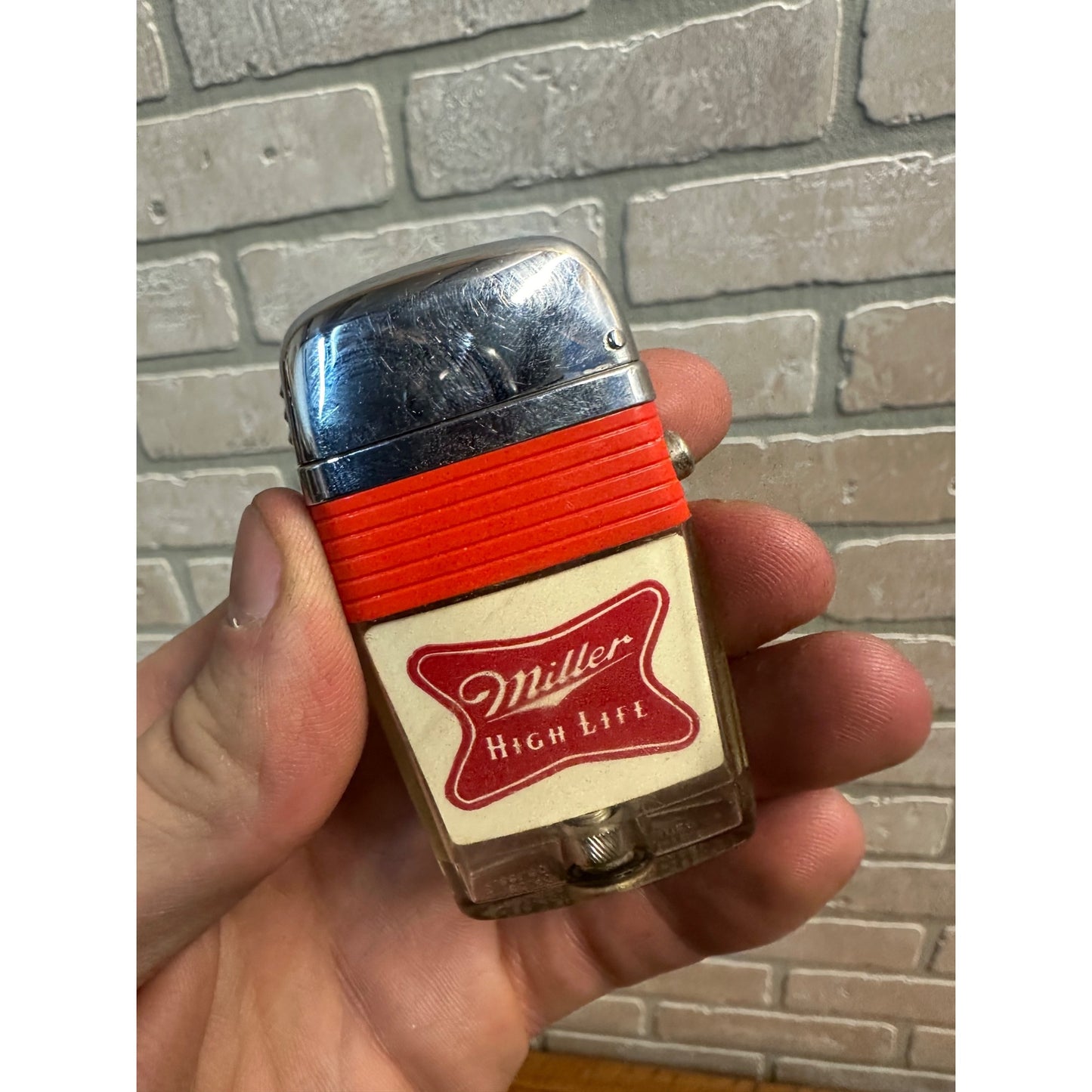 Vintage Scripto - Miller High Life Beer Windproof Advertising Lighter Red Band