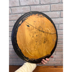 Vintage Hand-Painted Native American Indian w/ Headdress Round Portrait Wood Medallion Wall Art