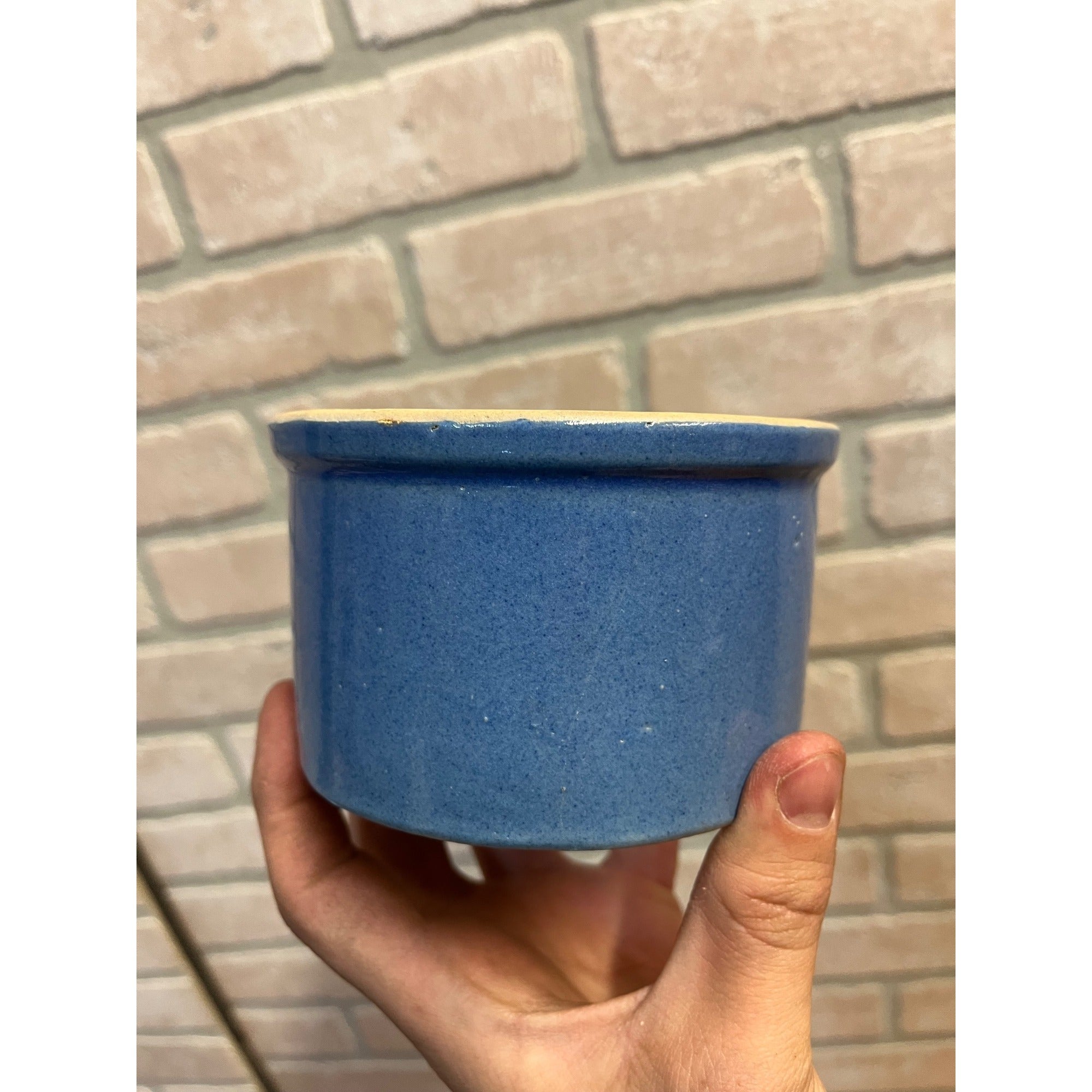 Red Wing Blue Primitive Stoneware 1lb Butter Crock / Farmhouse / Kitchen Decor