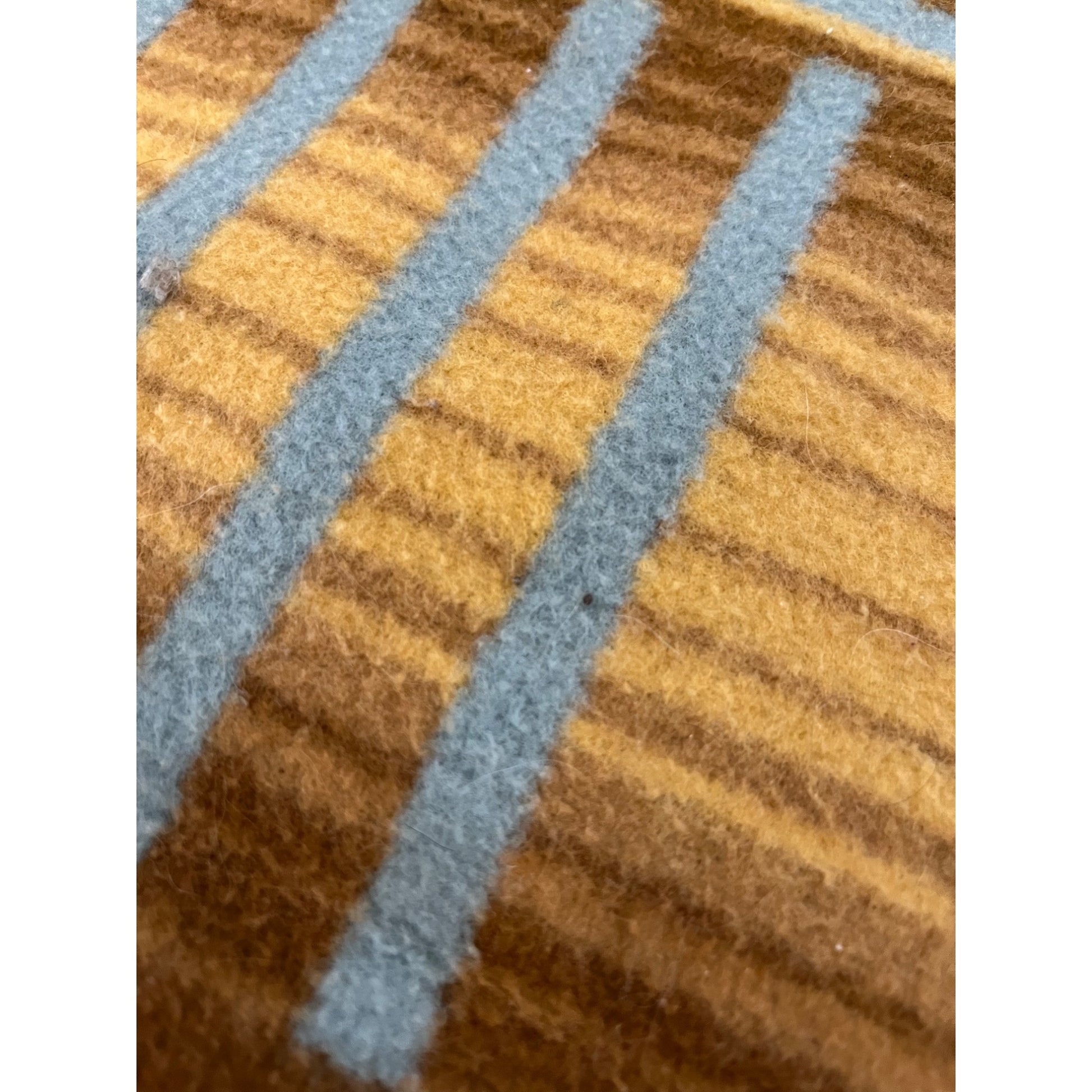 Vintage Southwest Style Blue & Brown Fleece or Wool Blanket 65"x77"