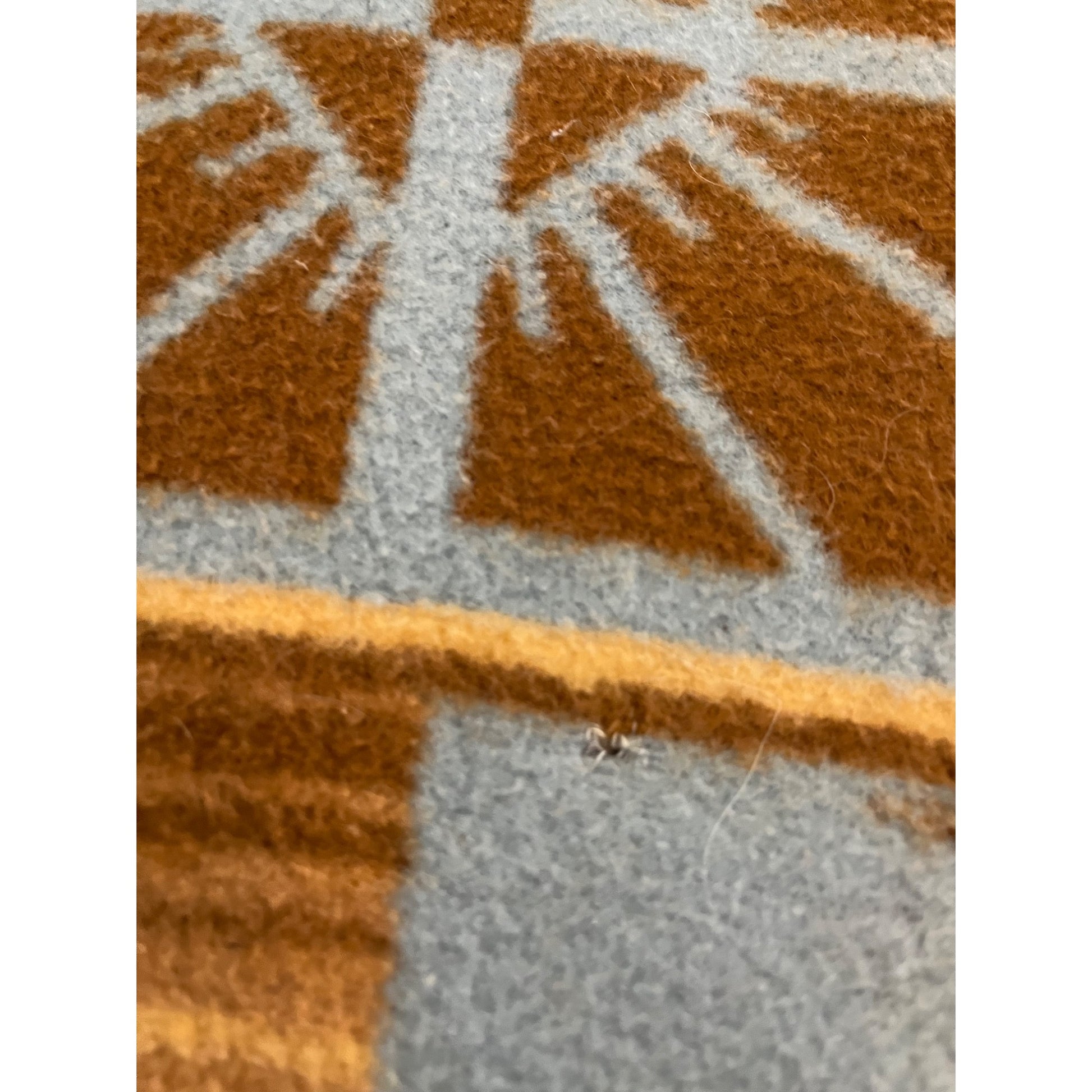 Vintage Southwest Style Blue & Brown Fleece or Wool Blanket 65"x77"