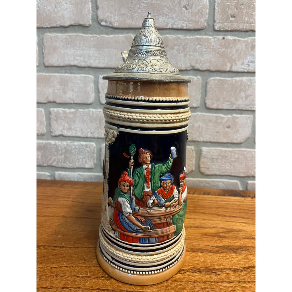 Vintage Marzi & Remy German Large Beer Stein 1L Mug Tavern Scene M/R
