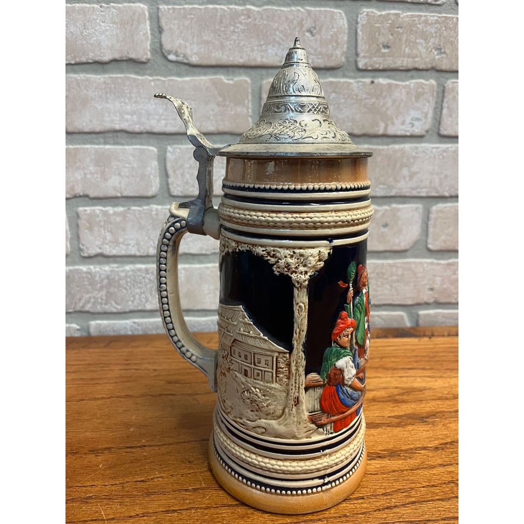 Vintage Marzi & Remy German Large Beer Stein 1L Mug Tavern Scene M/R