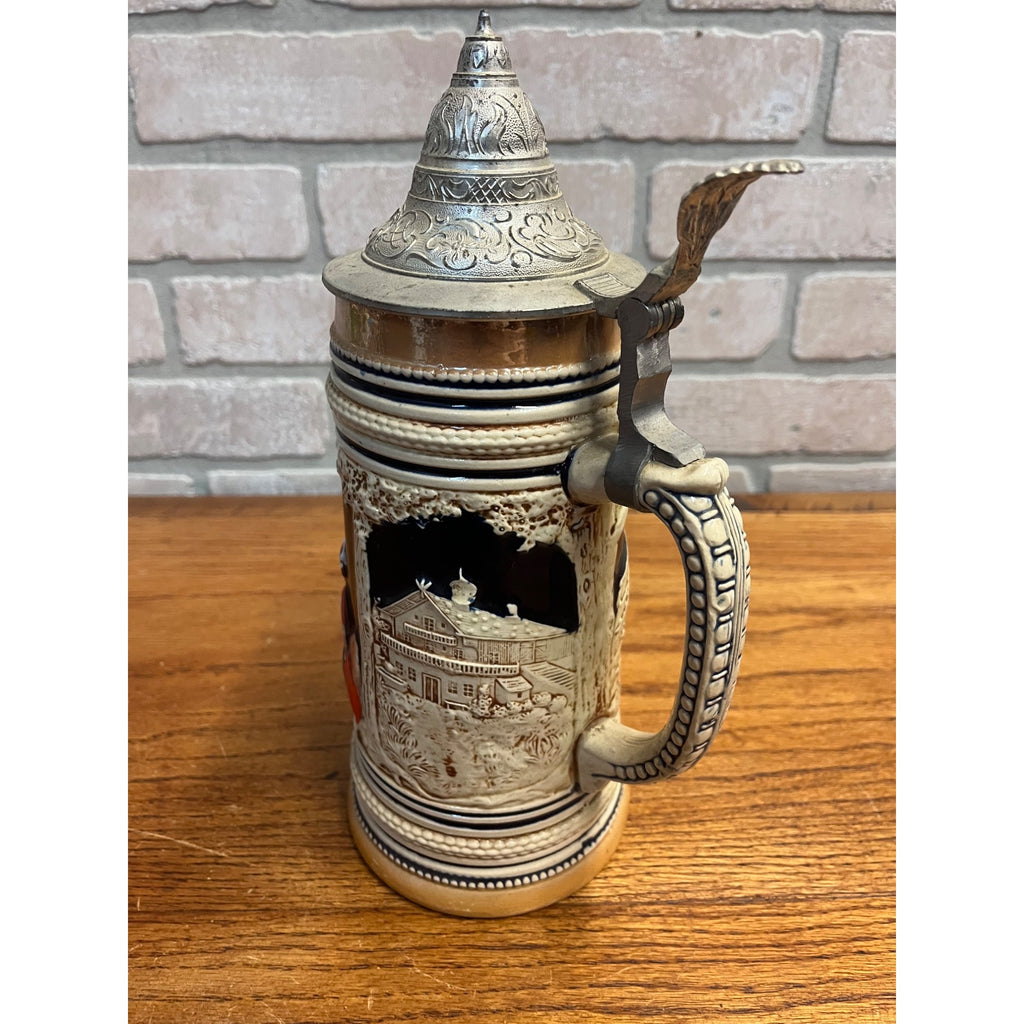 Vintage Marzi & Remy German Large Beer Stein 1L Mug Tavern Scene M/R