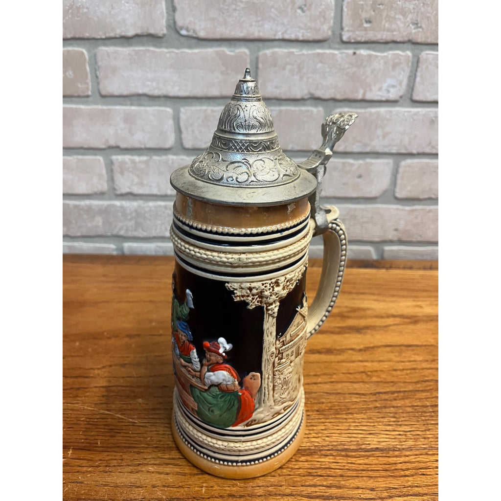 Vintage Marzi & Remy German Large Beer Stein 1L Mug Tavern Scene M/R