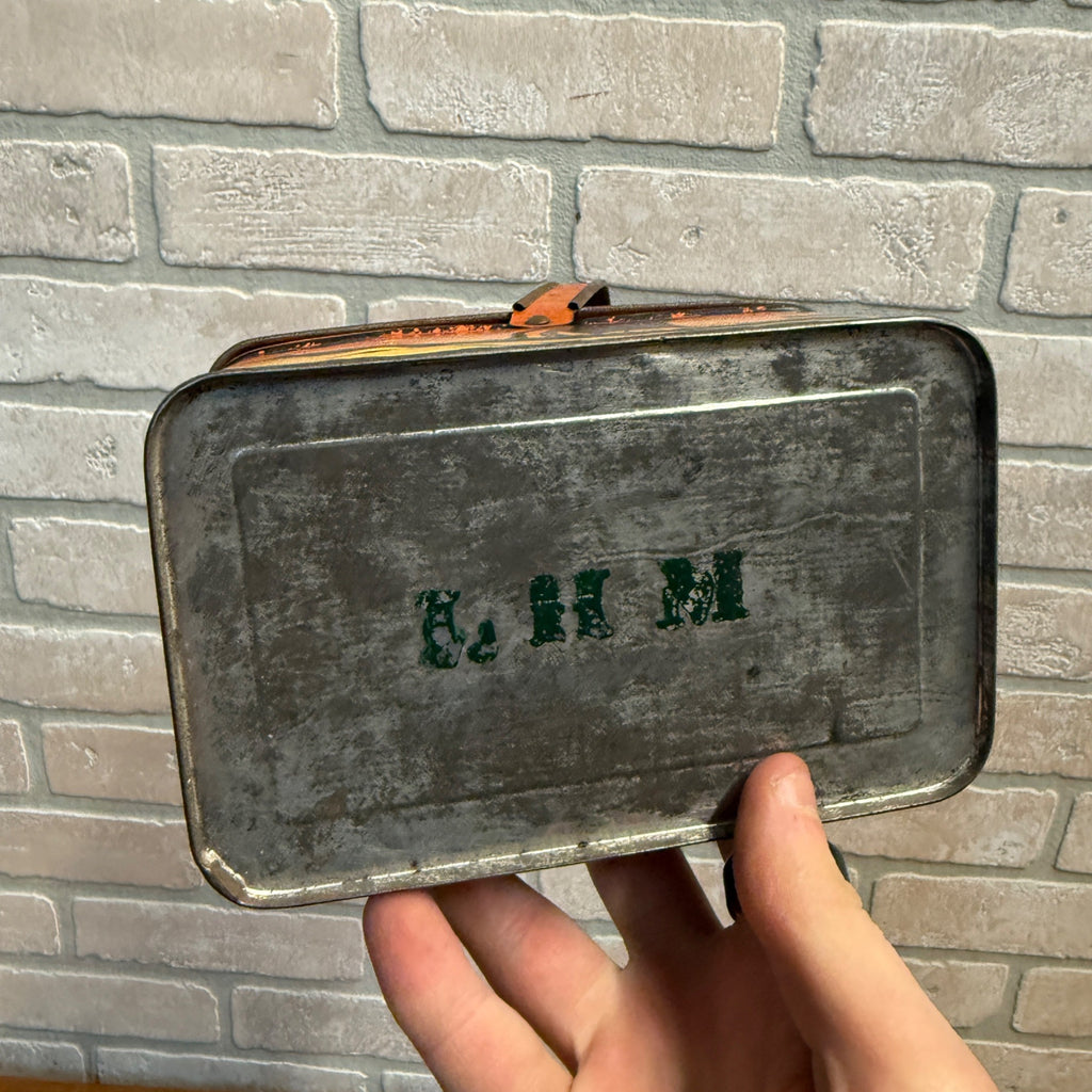 Scarce 1950's One Handle Lindbergh Plane Tin Lunchbox Lithograph Great Graphics