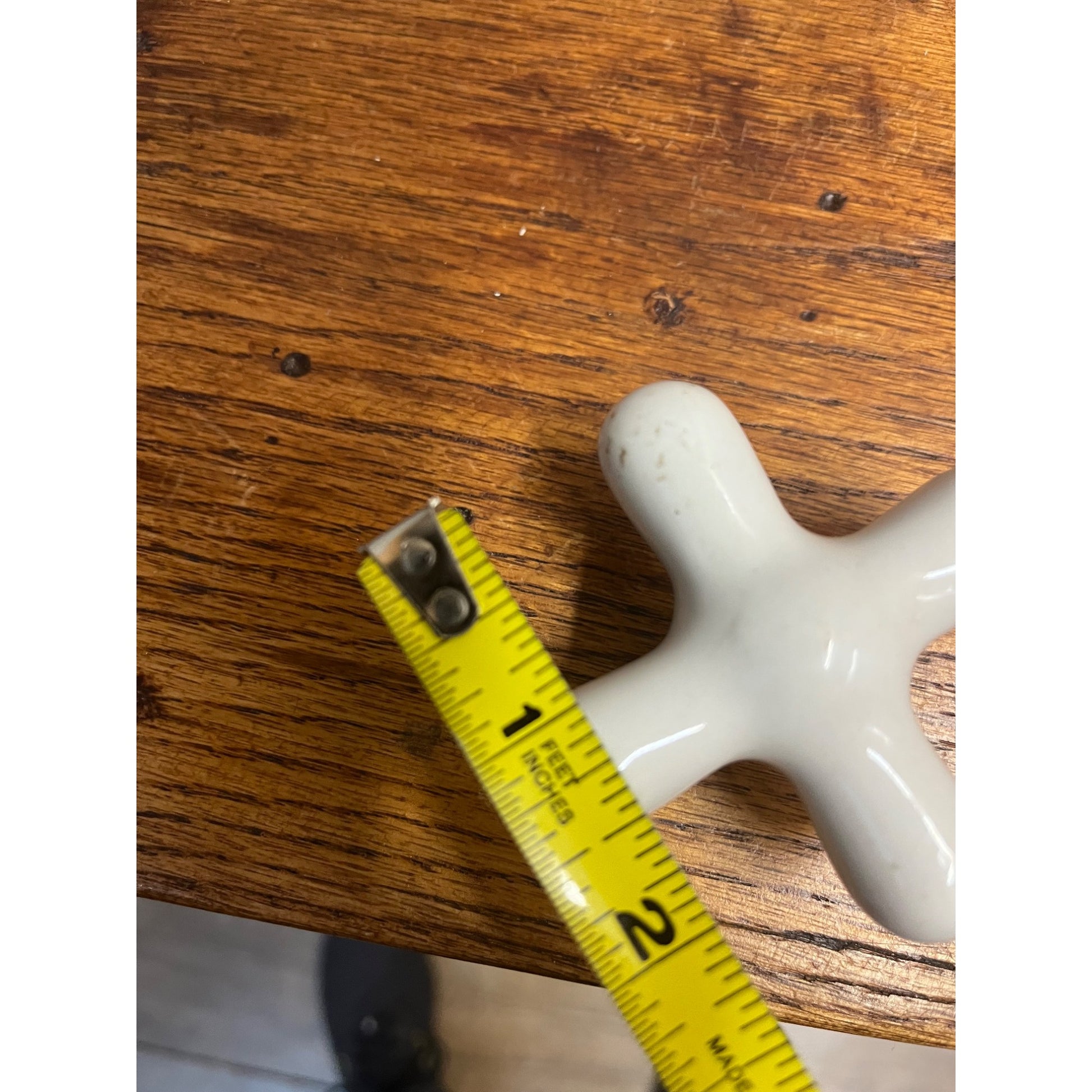 Vintage White Porcelain Faucet Cross Handle Knob Only - Unmarked - 2.5"x2.5"