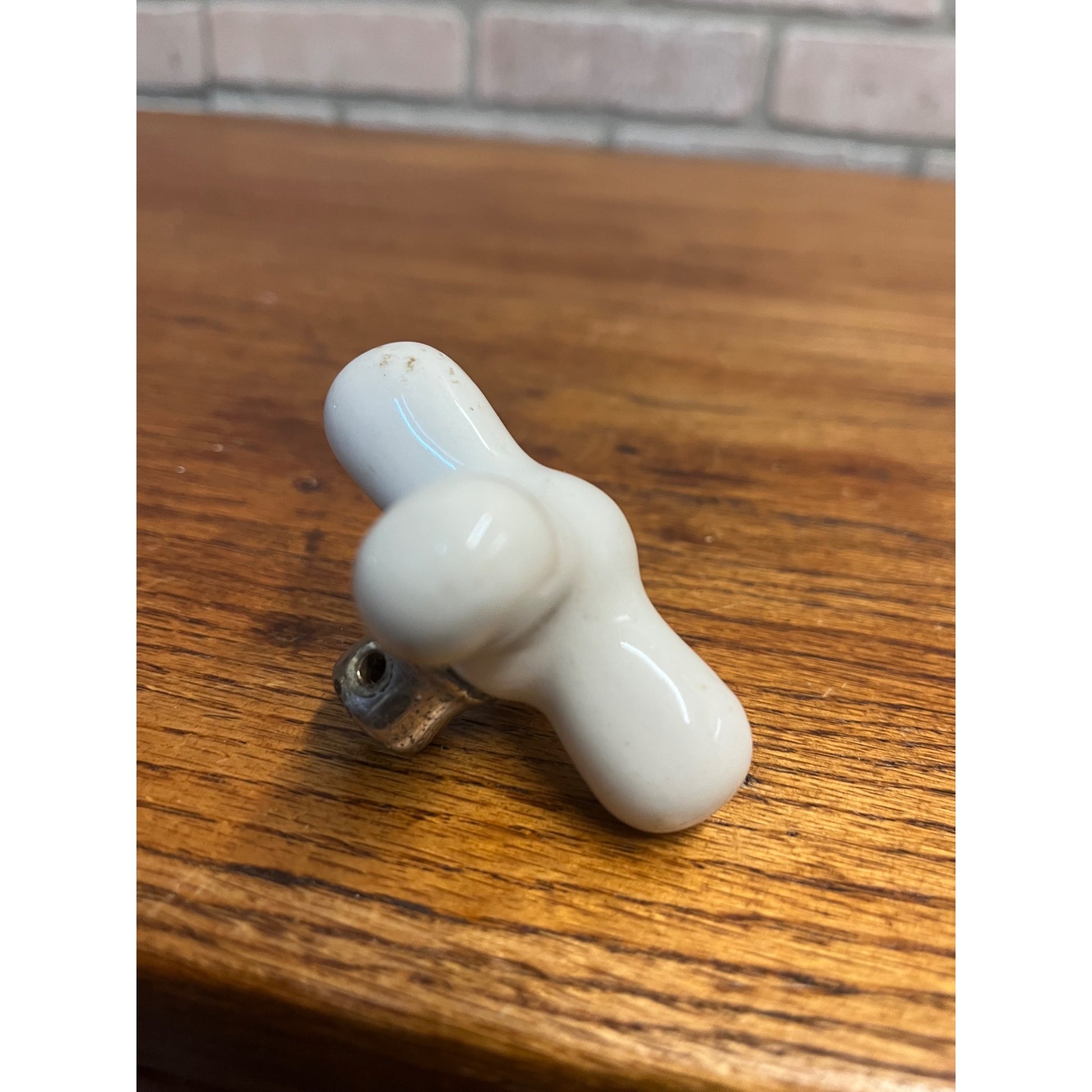 Vintage White Porcelain Faucet Cross Handle Knob Only - Unmarked - 2.5"x2.5"