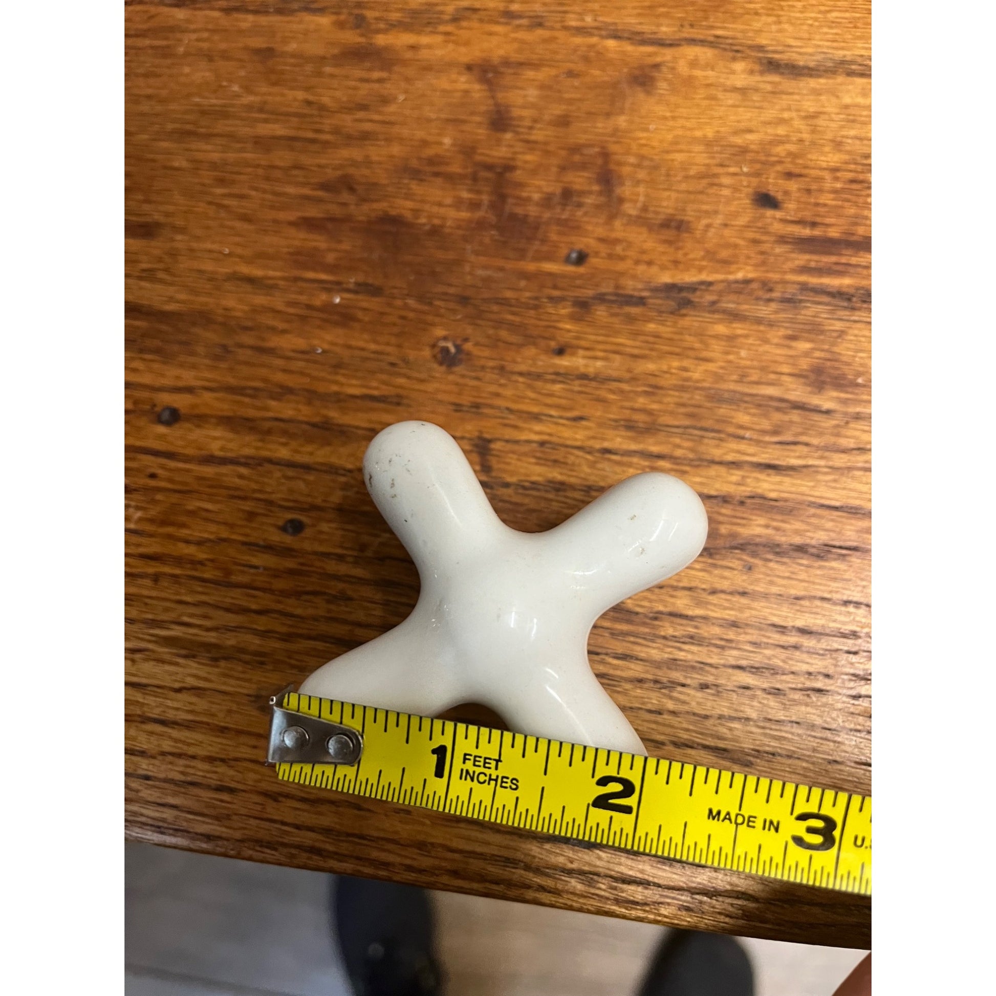 Vintage White Porcelain Faucet Cross Handle Knob Only - Unmarked - 2.5"x2.5"