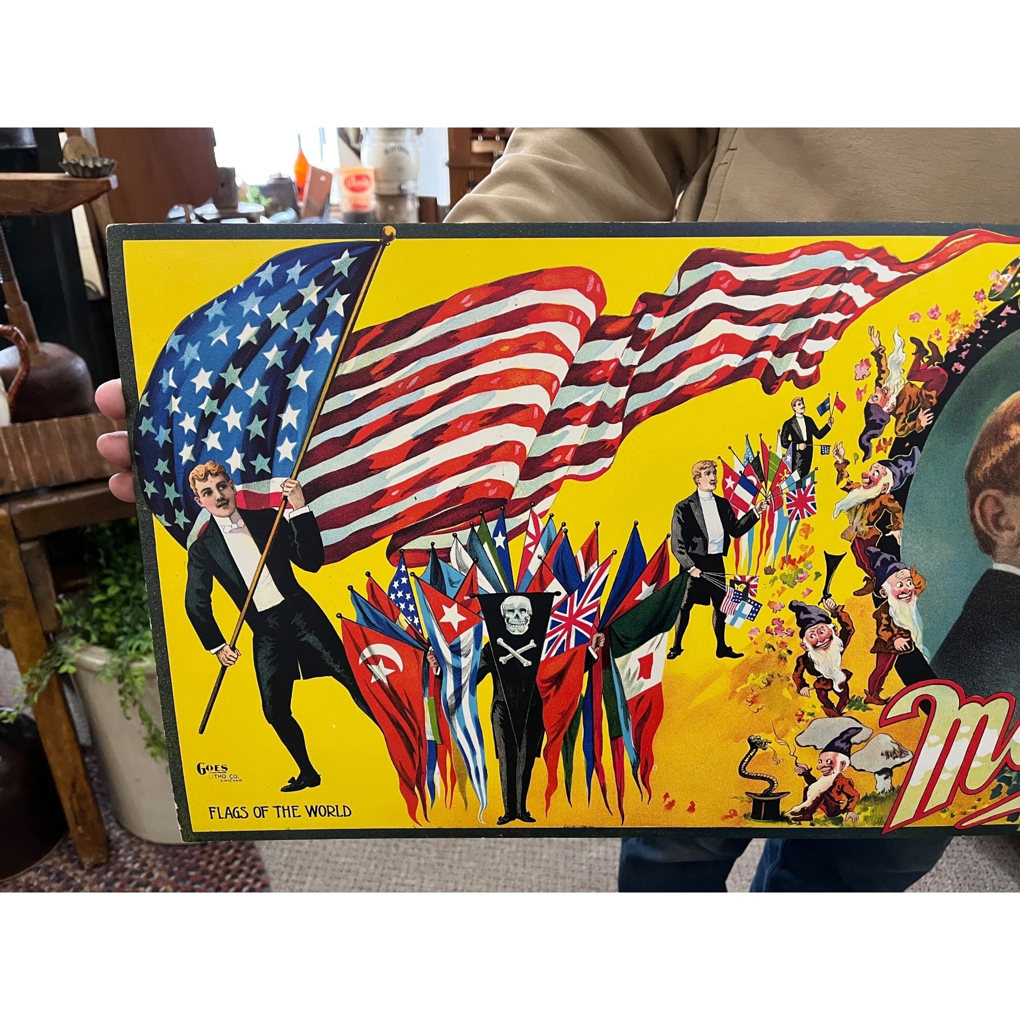 Original Vintage Maro Prince of Magic Lithograph Window Card Poster Magician