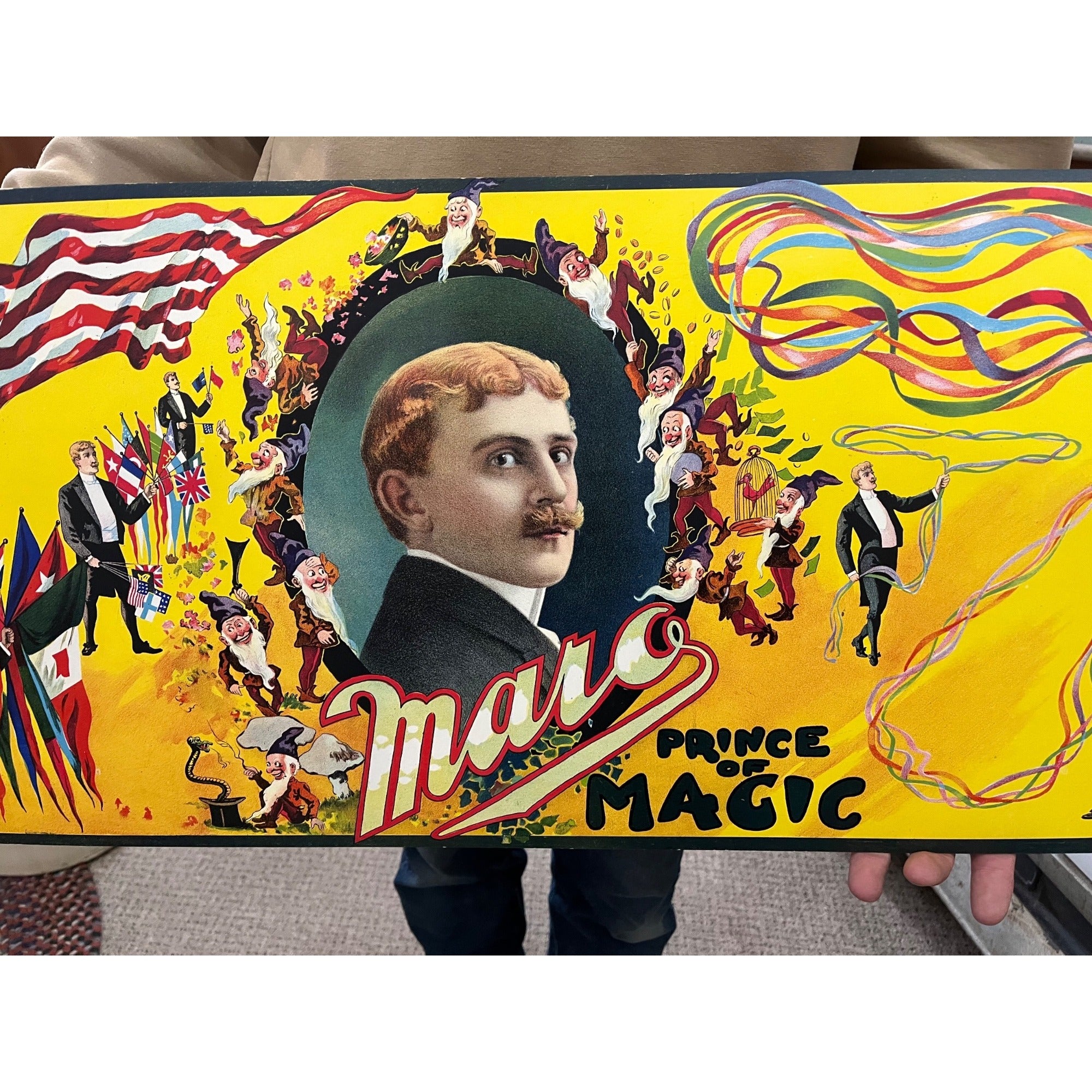 Original Vintage Maro Prince of Magic Lithograph Window Card Poster Magician