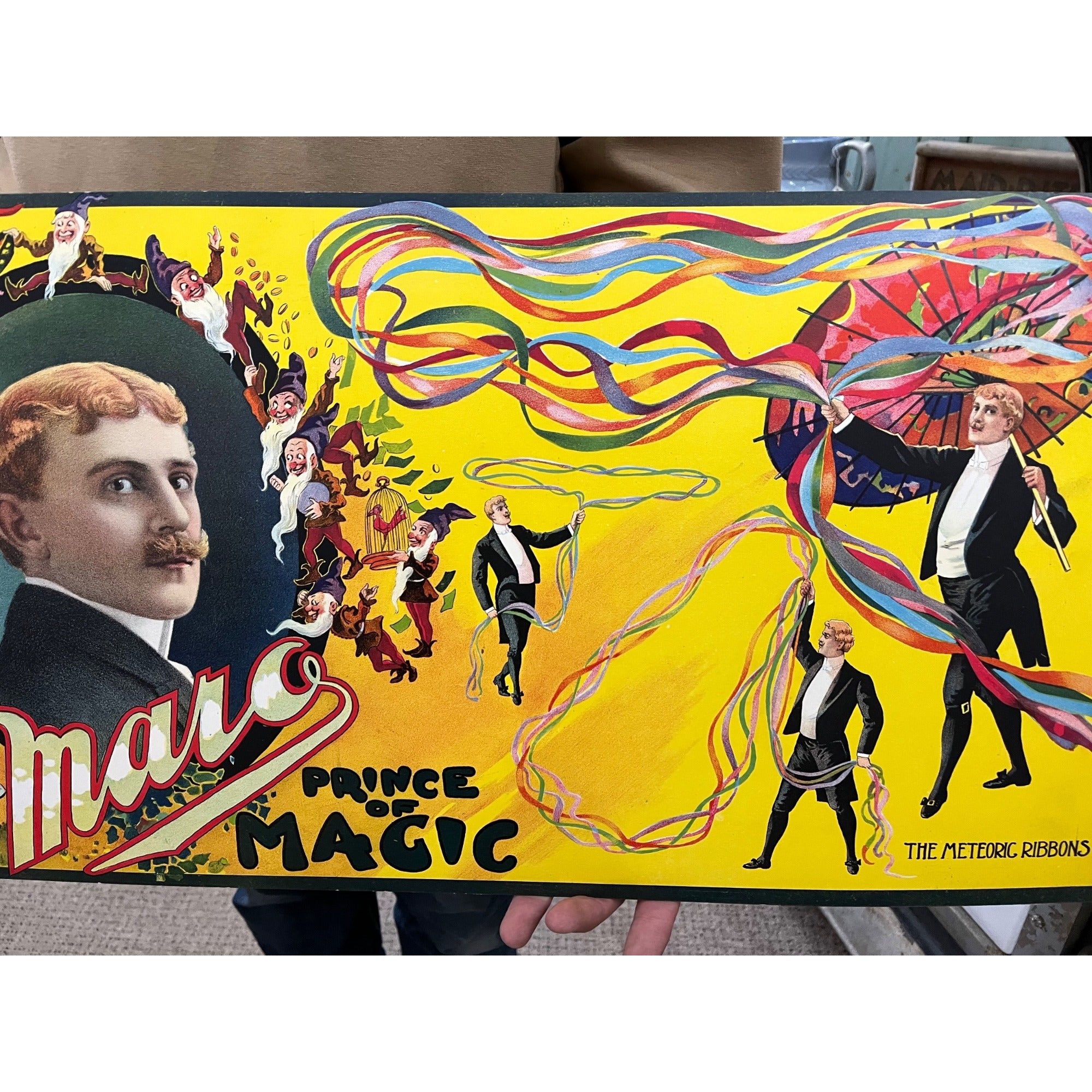 Original Vintage Maro Prince of Magic Lithograph Window Card Poster Magician