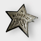 Vintage METHODIST Sterling 5-Point Star Pin + Enamel Christian Religious Lot (2) Pins